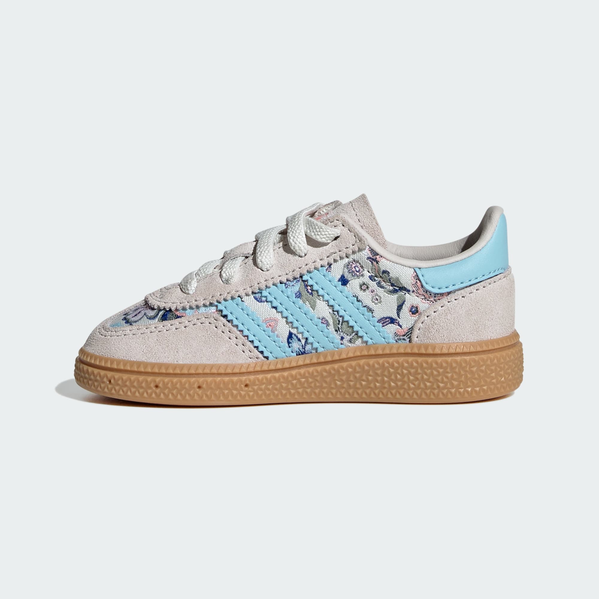 HANDBALL SPEZIAL SCHUH, KOMFORTVERSCHLUSS, ELASTISCHE SCHNÜRSENKEL – Off White / Icey Blue / Gum – KK0952