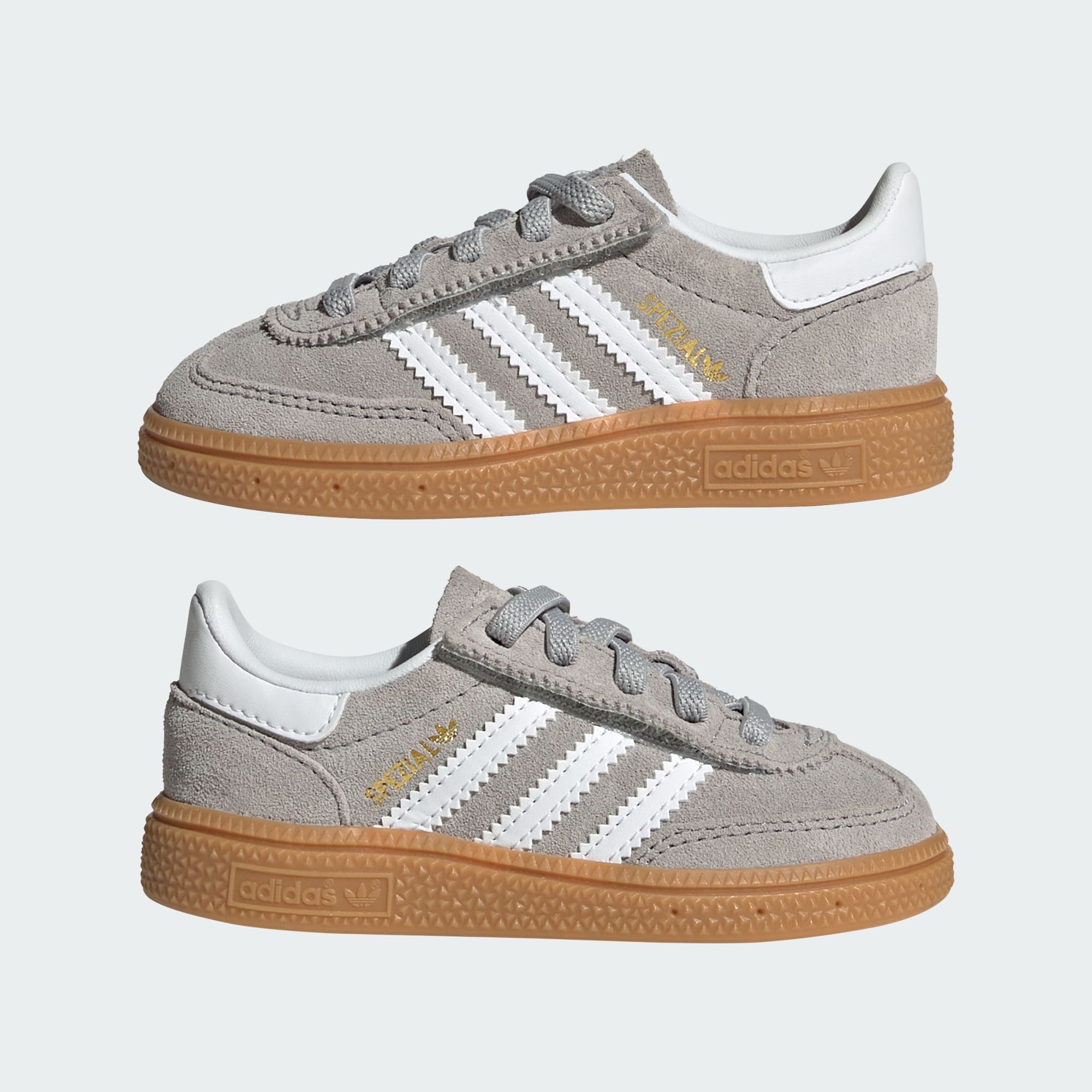 Handball Spezial Comfort Closure Elastic Lace Kids Schuh – Grey Two / Cloud White / Gum – JQ1993