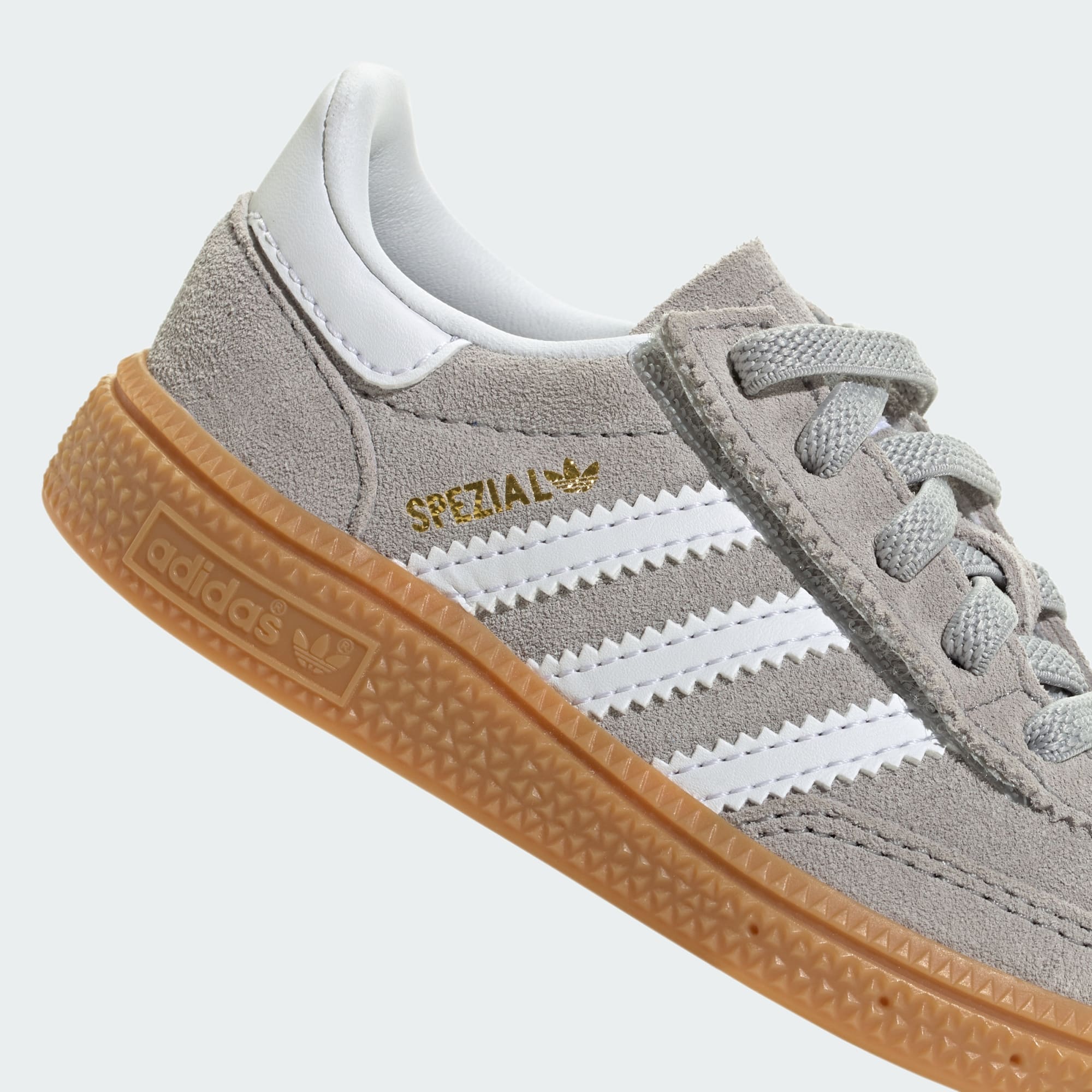 Handball Spezial Comfort Closure Elastic Lace Kids Schuh – Grey Two / Cloud White / Gum – JQ1993