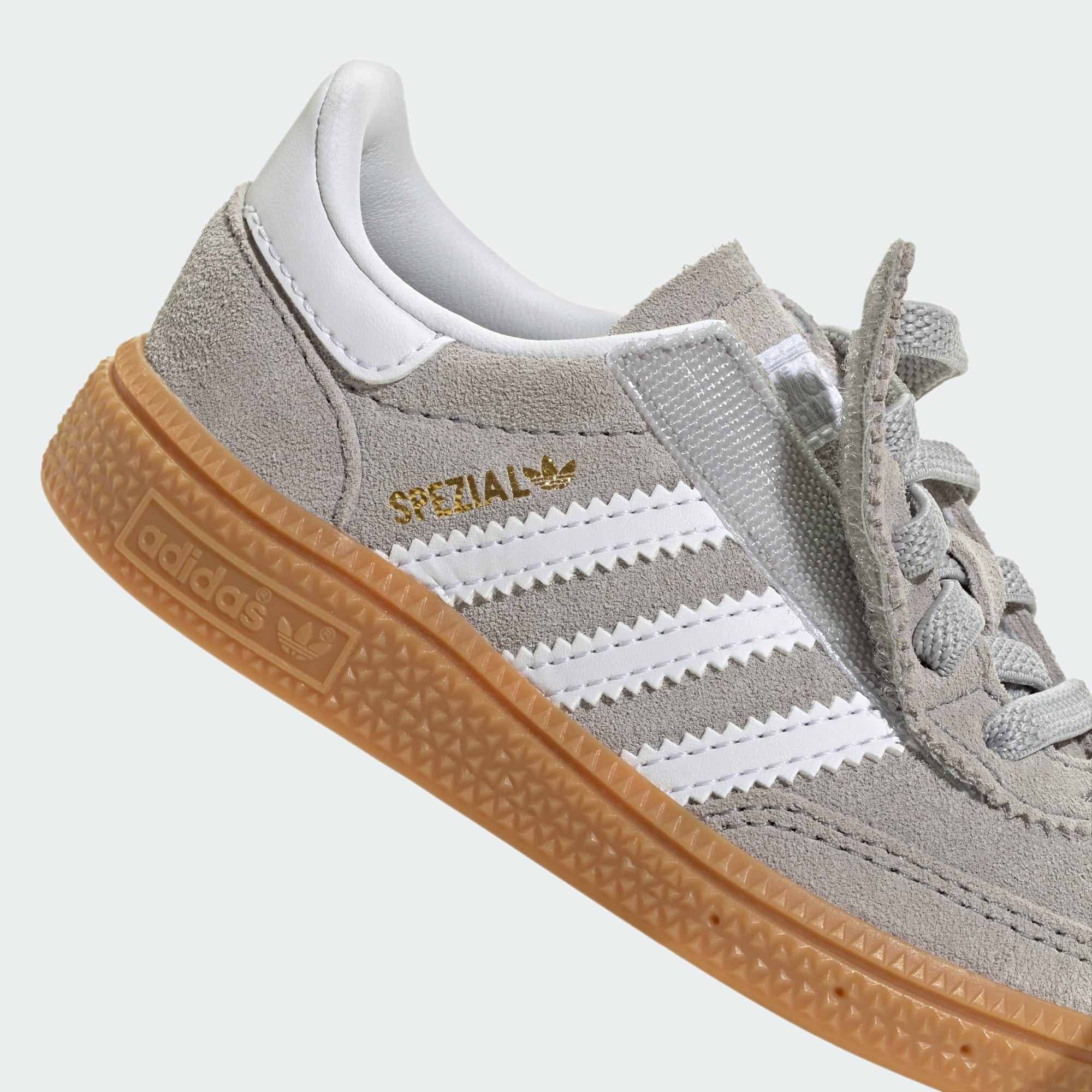 Handball Spezial Comfort Closure Elastic Lace Kids Schuh – Grey Two / Cloud White / Gum – JQ1993