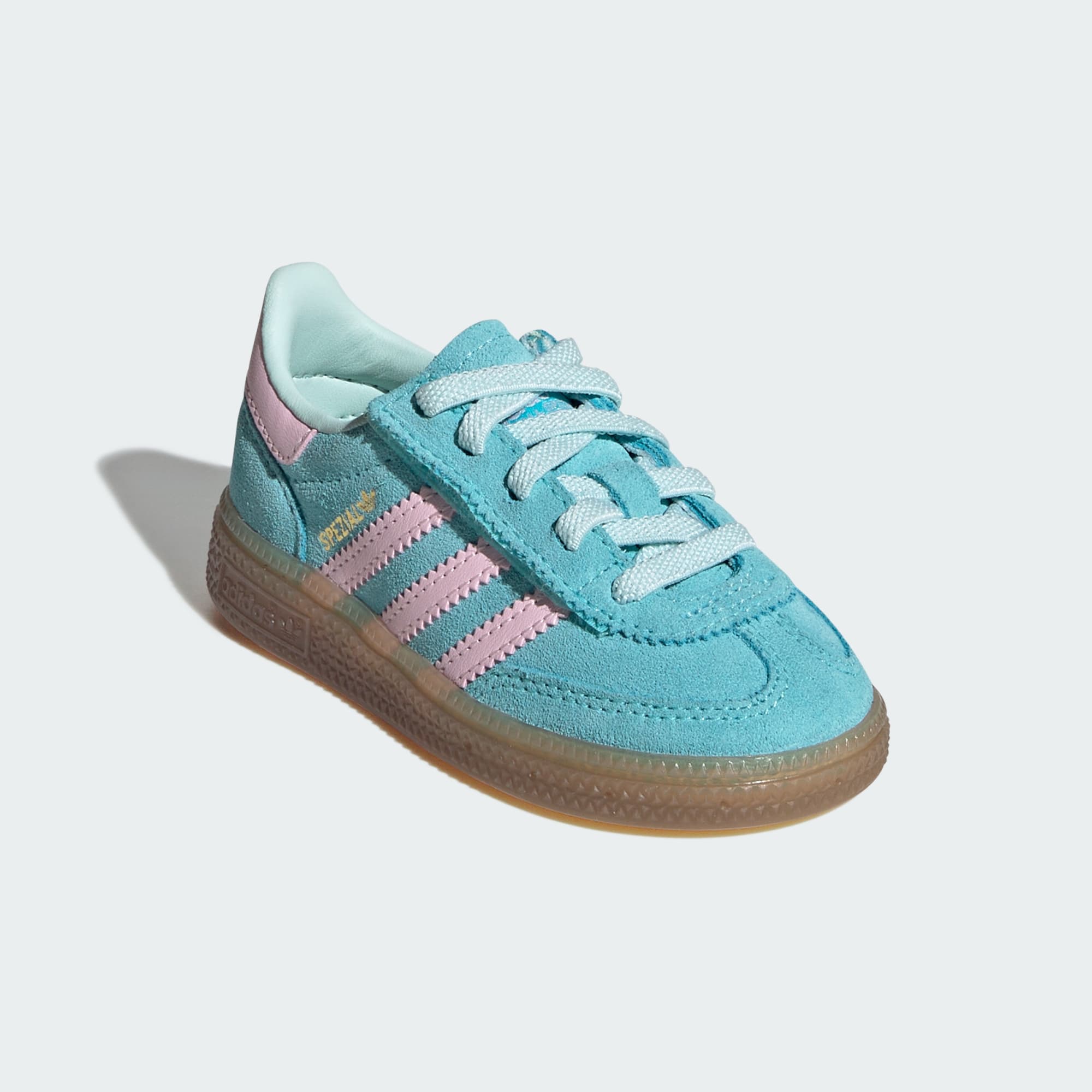 Handball Spezial Comfort Closure Elastic Lace Kids Schuh – Pulse Aqua / Clear Pink / Gum – JQ1991
