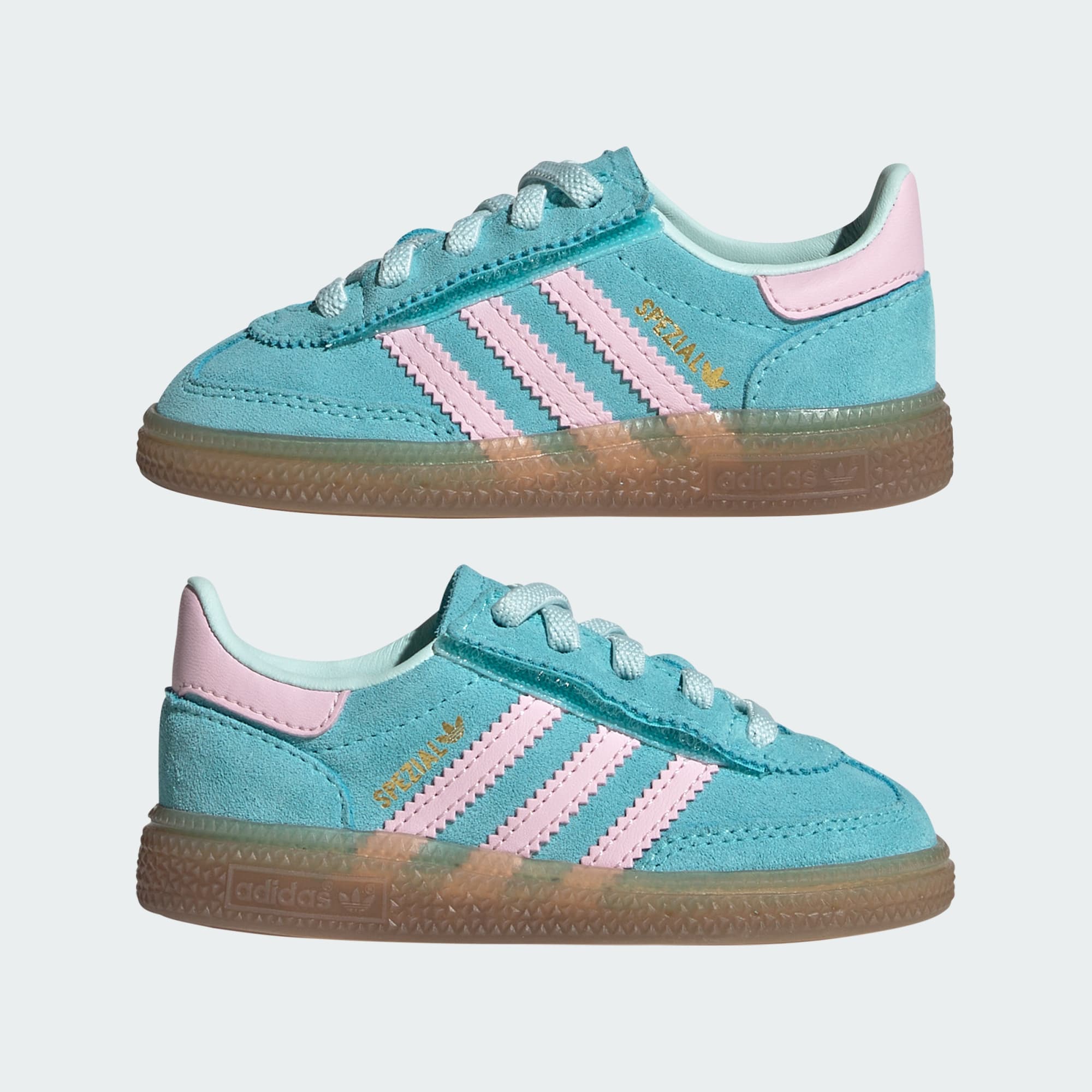 Handball Spezial Comfort Closure Elastic Lace Kids Schuh – Pulse Aqua / Clear Pink / Gum – JQ1991
