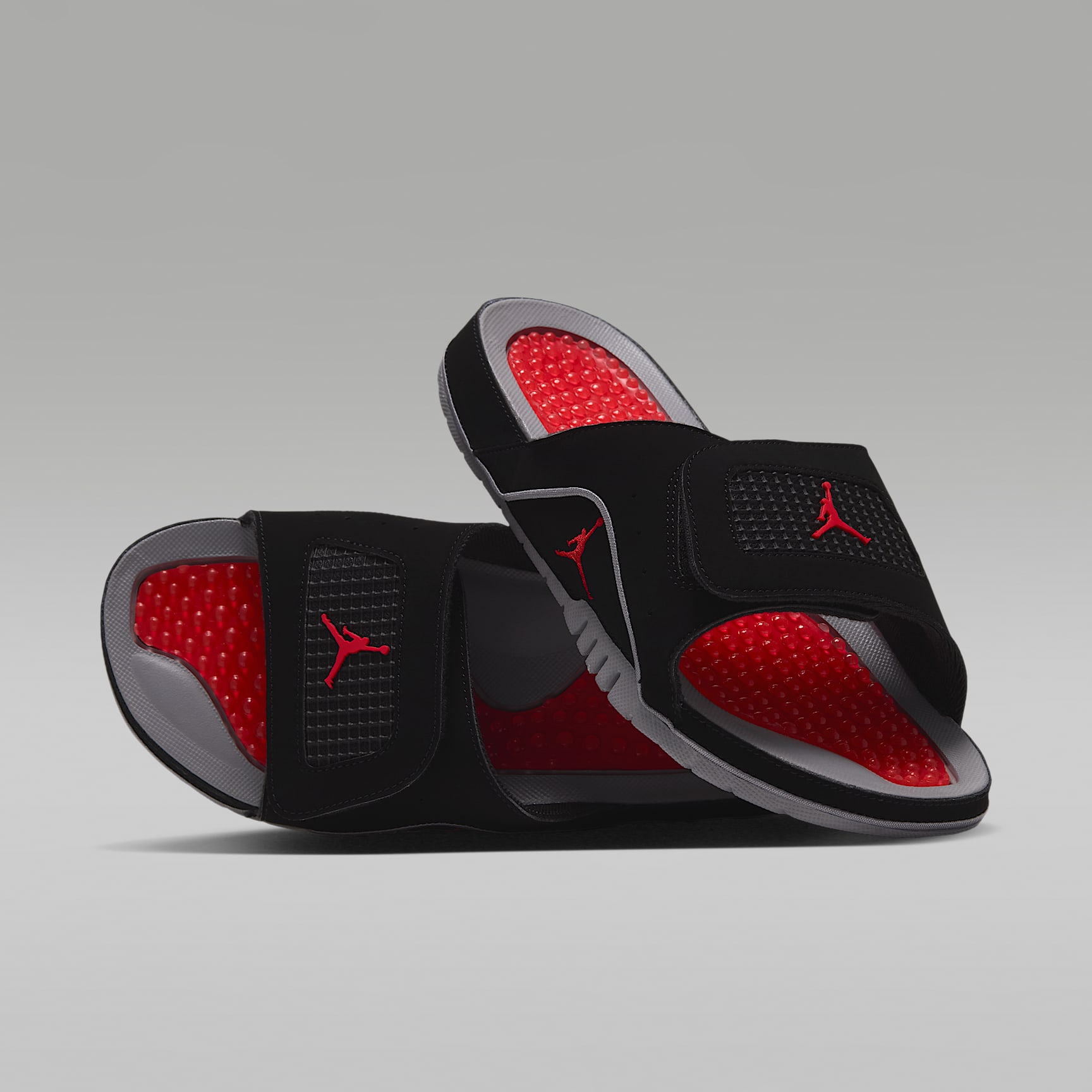 Jordan Hydro 4 Retro Herren-Badeslipper – Schwarz/Cement Grey/Fire Red