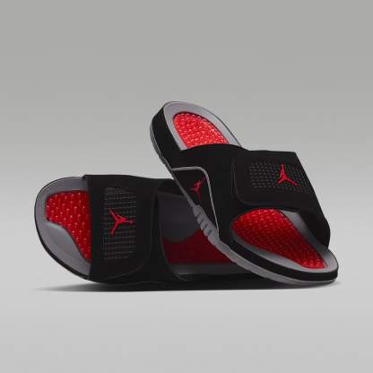 Jordan Hydro 4 Retro Herren-Badeslipper – Schwarz/Cement Grey/Fire Red