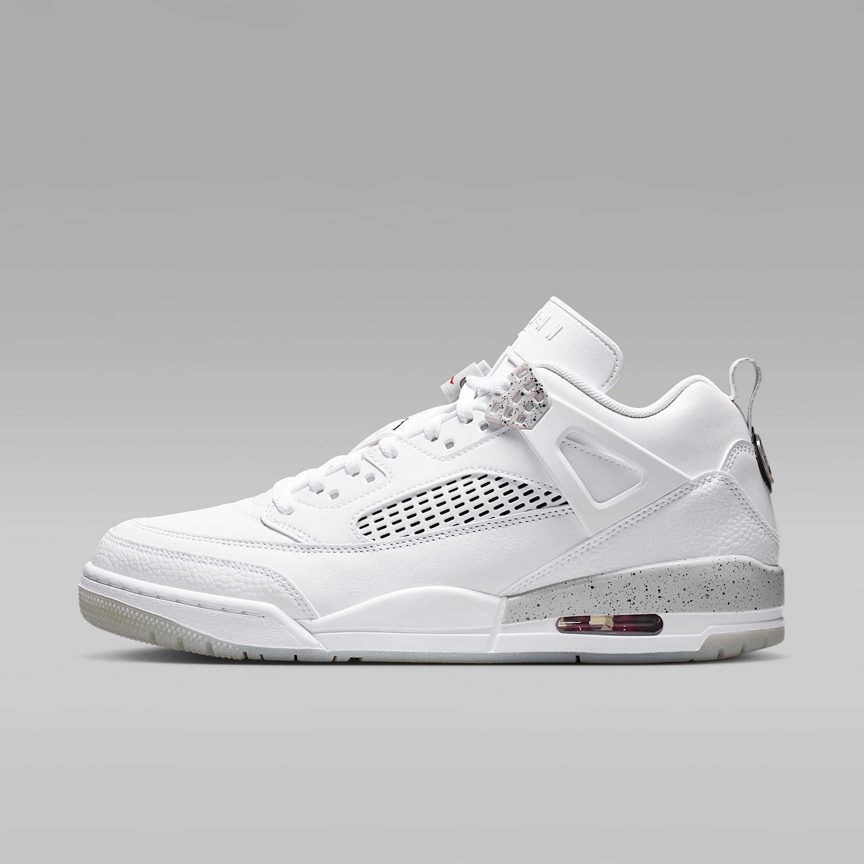 Jordan Spizike Low Schuh (Herren) – Weiß/Grey Fog/Fire Red/Schwarz