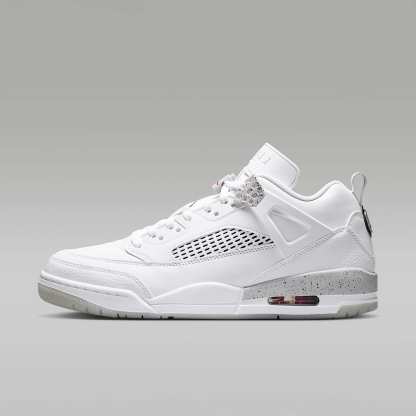 Jordan Spizike Low Schuh (Herren) – Weiß/Grey Fog/Fire Red/Schwarz