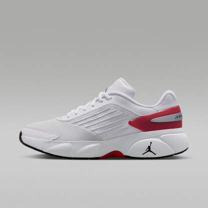 Jordan Trunner Flow Schuhe (Herren) – Weiß/Gym Red/Metallic Silver/Schwarz