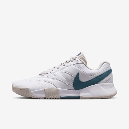 NikeCourt Lite 4 Herren-Tennisschuh für Sandplätze – Weiß/Light Bone/New Slate/Smokey Blue