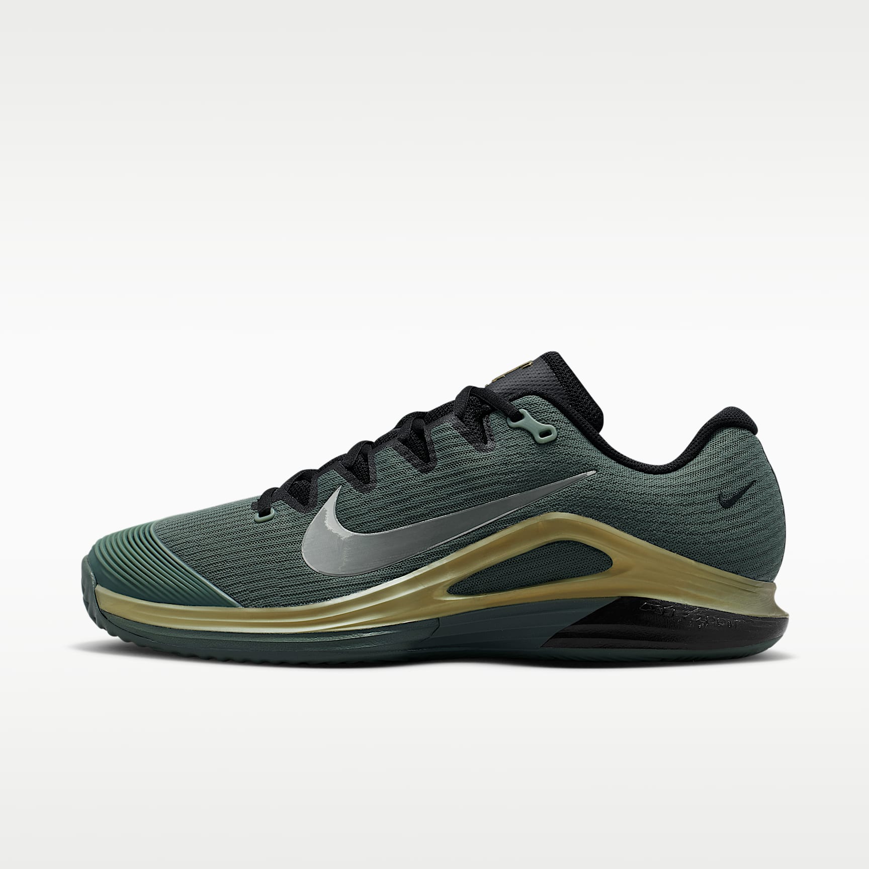 Nike Vapor 12 PRM Tennisschuhe für Clay Courts (Herren) – Camo Green/Metallic Gold/Schwarz/Pure Platinum