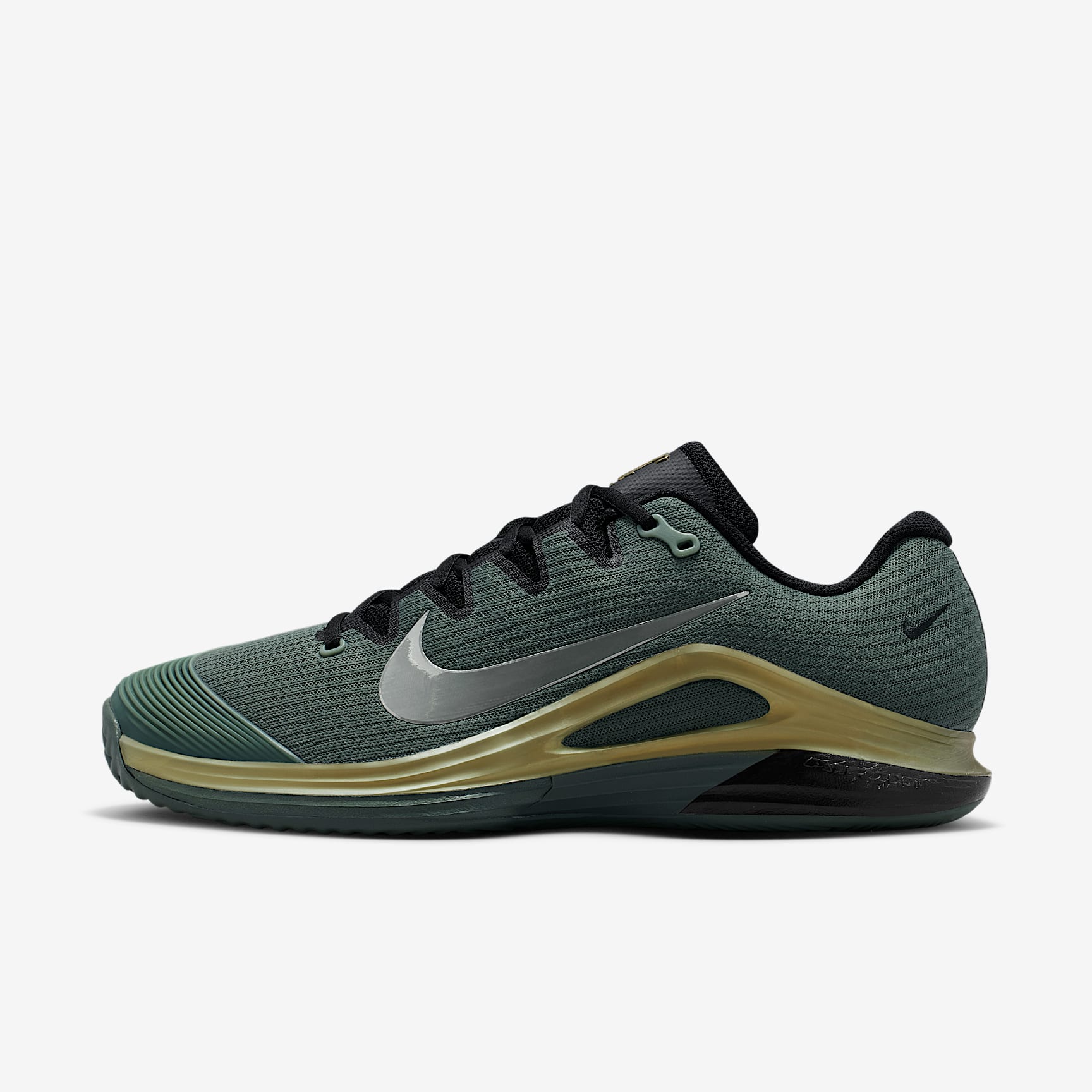 Nike Vapor 12 PRM Tennisschuhe für Clay Courts (Herren) – Camo Green/Metallic Gold/Schwarz/Pure Platinum