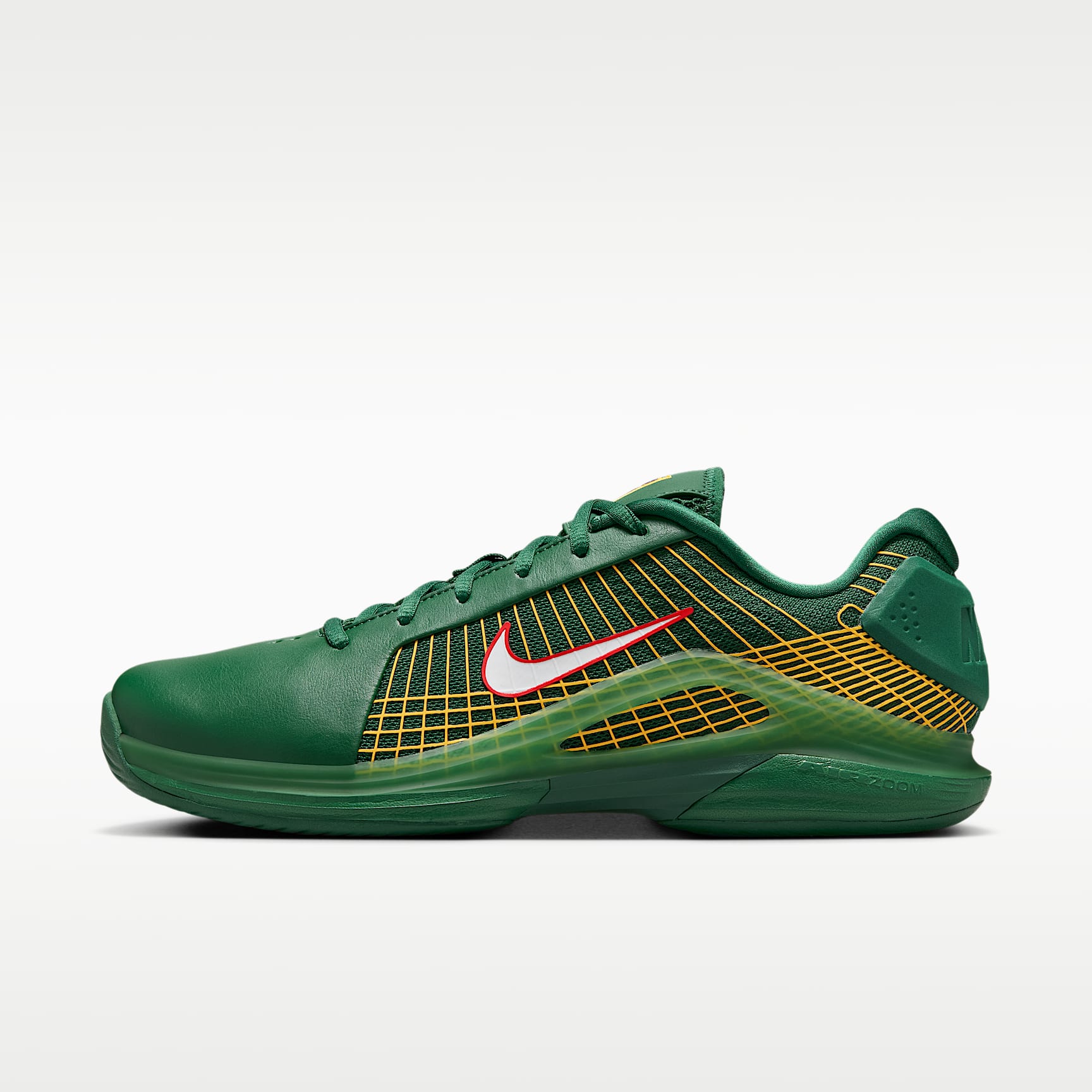 Nike Vapor 12 Hypersmash Tennisschuh für Hartplätze (Herren) – Gorge Green/University Red/University Gold/Weiß
