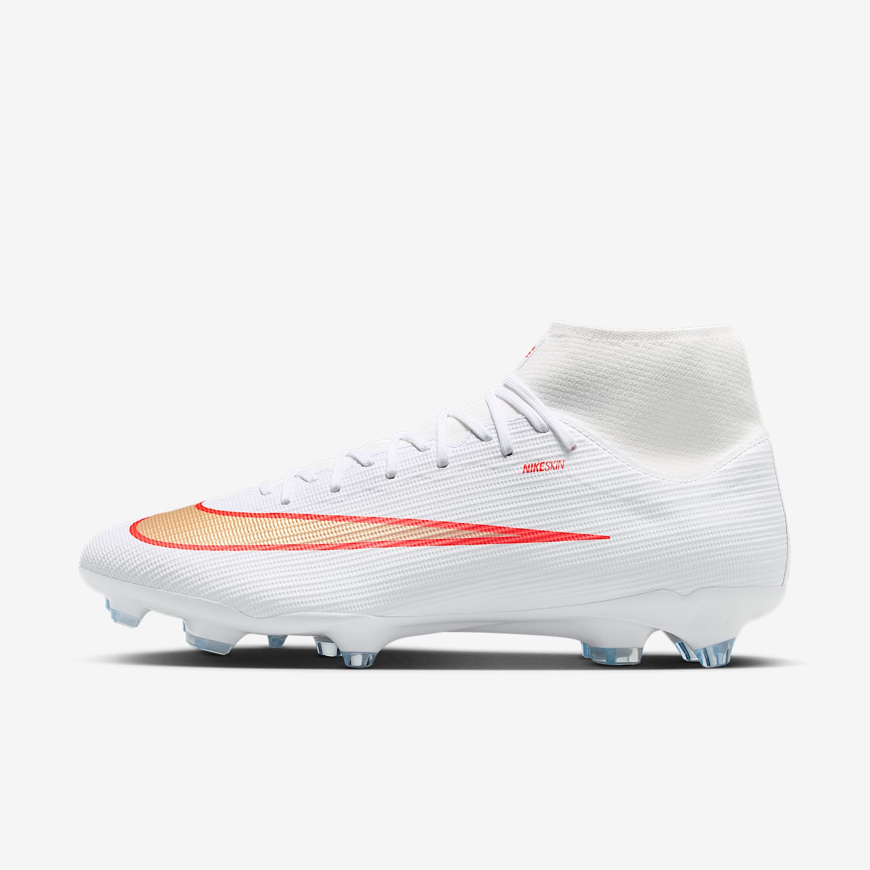 Nike Mercurial Superfly 11 Academy High-Top-Fußballschuh für verschiedene Böden – Weiß/Bright Crimson/Blur