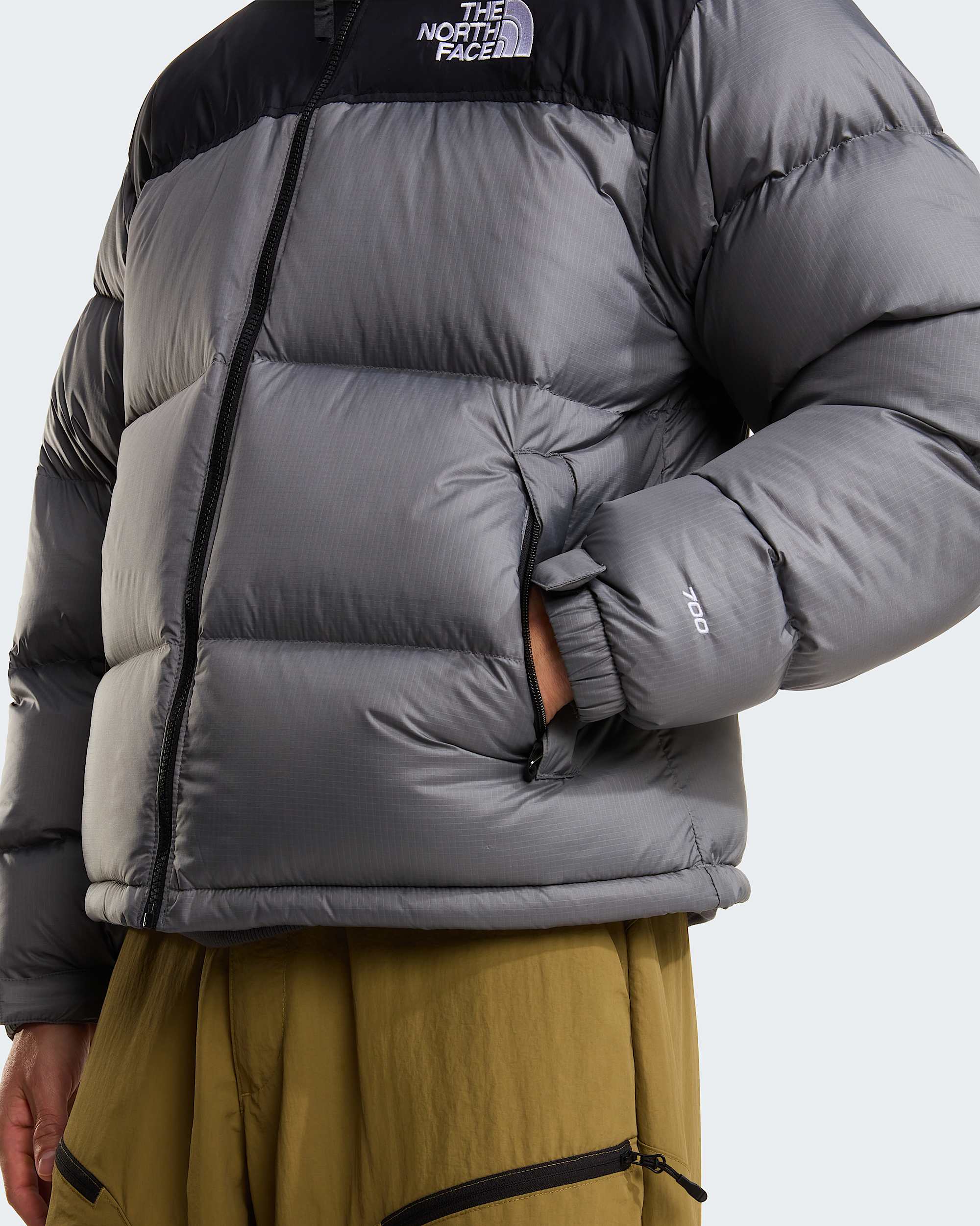 1996 Retro Nuptse Jacke für Herren – Smoked Pearl-TNF Black