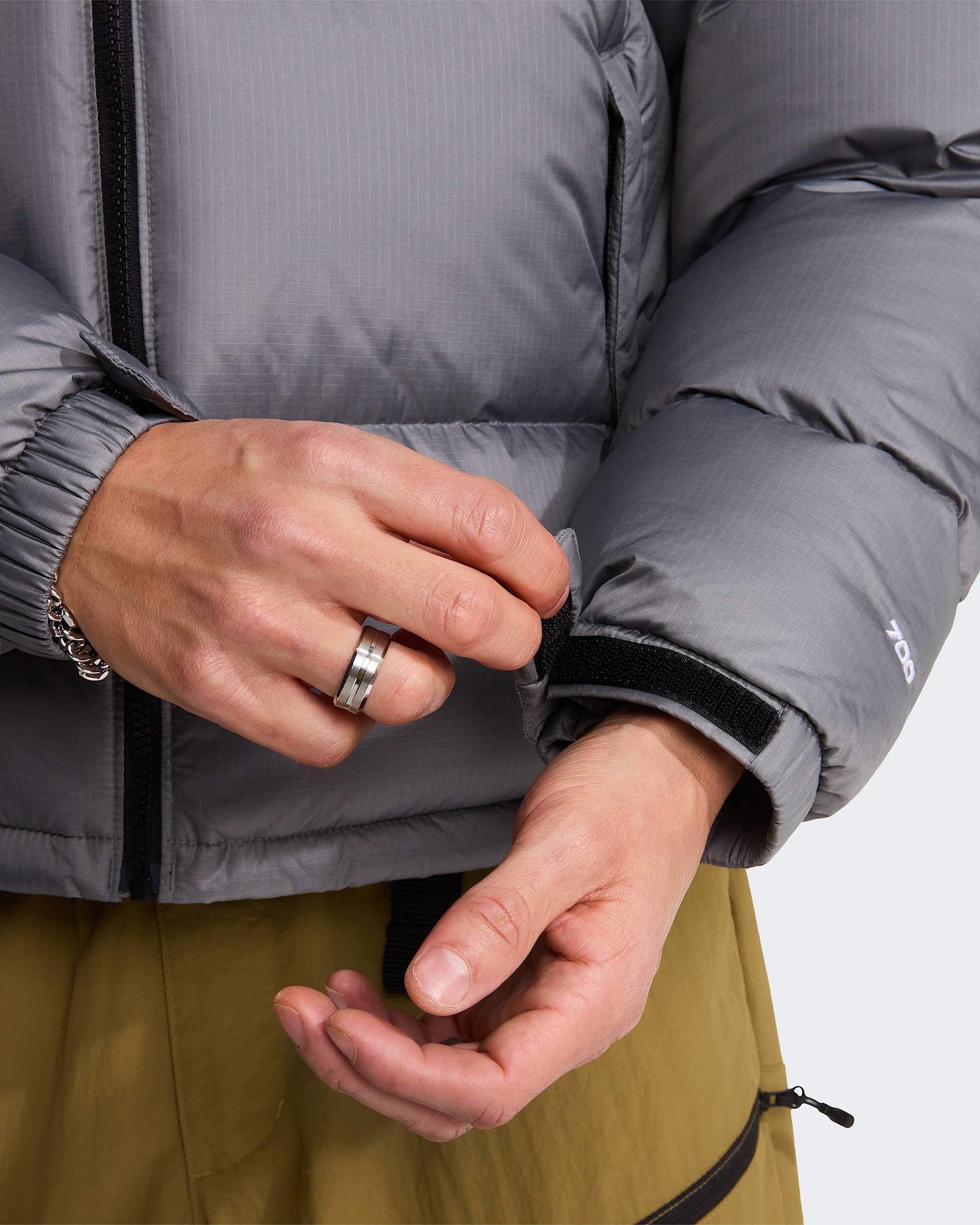 1996 Retro Nuptse Jacke für Herren – Smoked Pearl-TNF Black