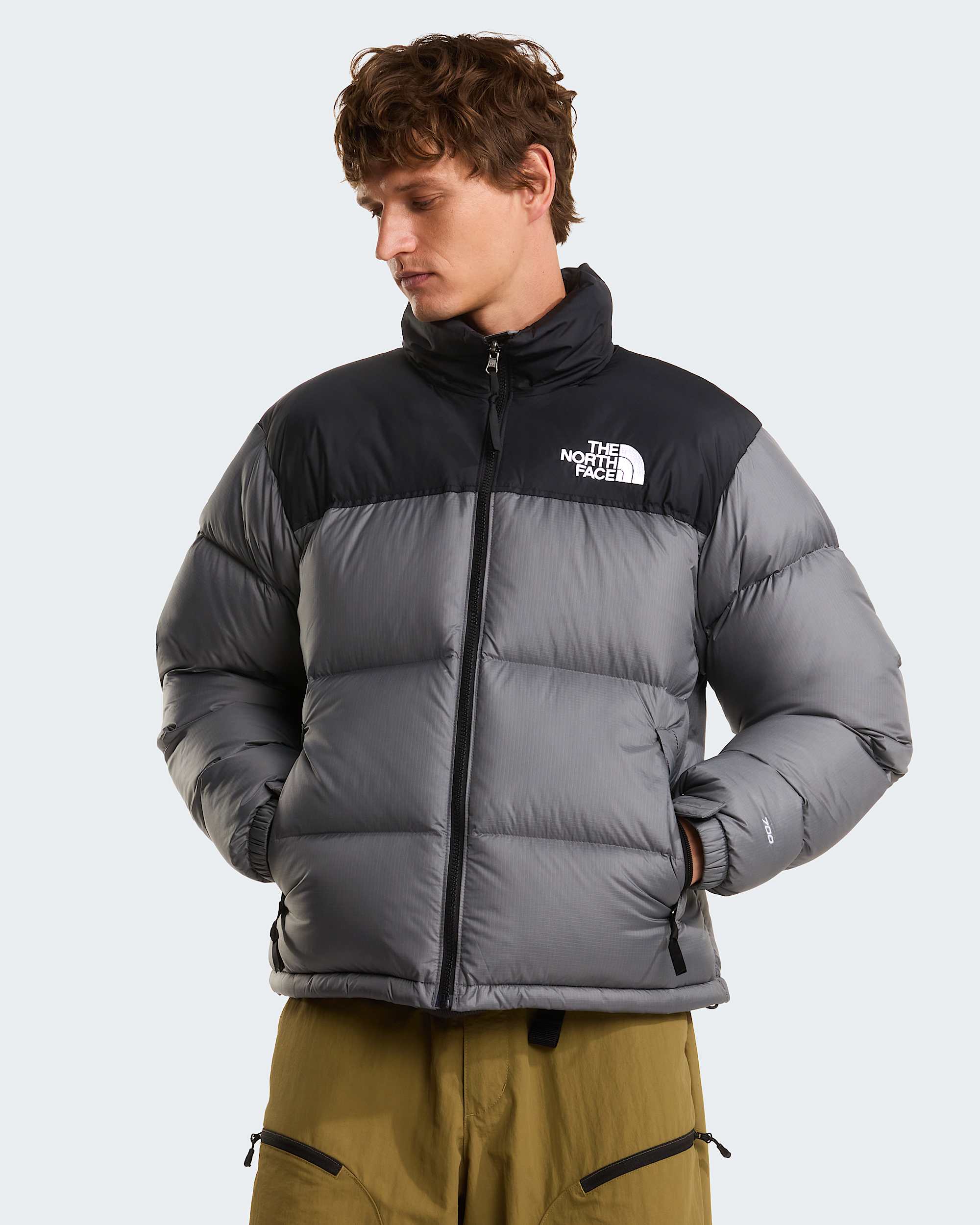 1996 Retro Nuptse Jacke für Herren – Smoked Pearl-TNF Black