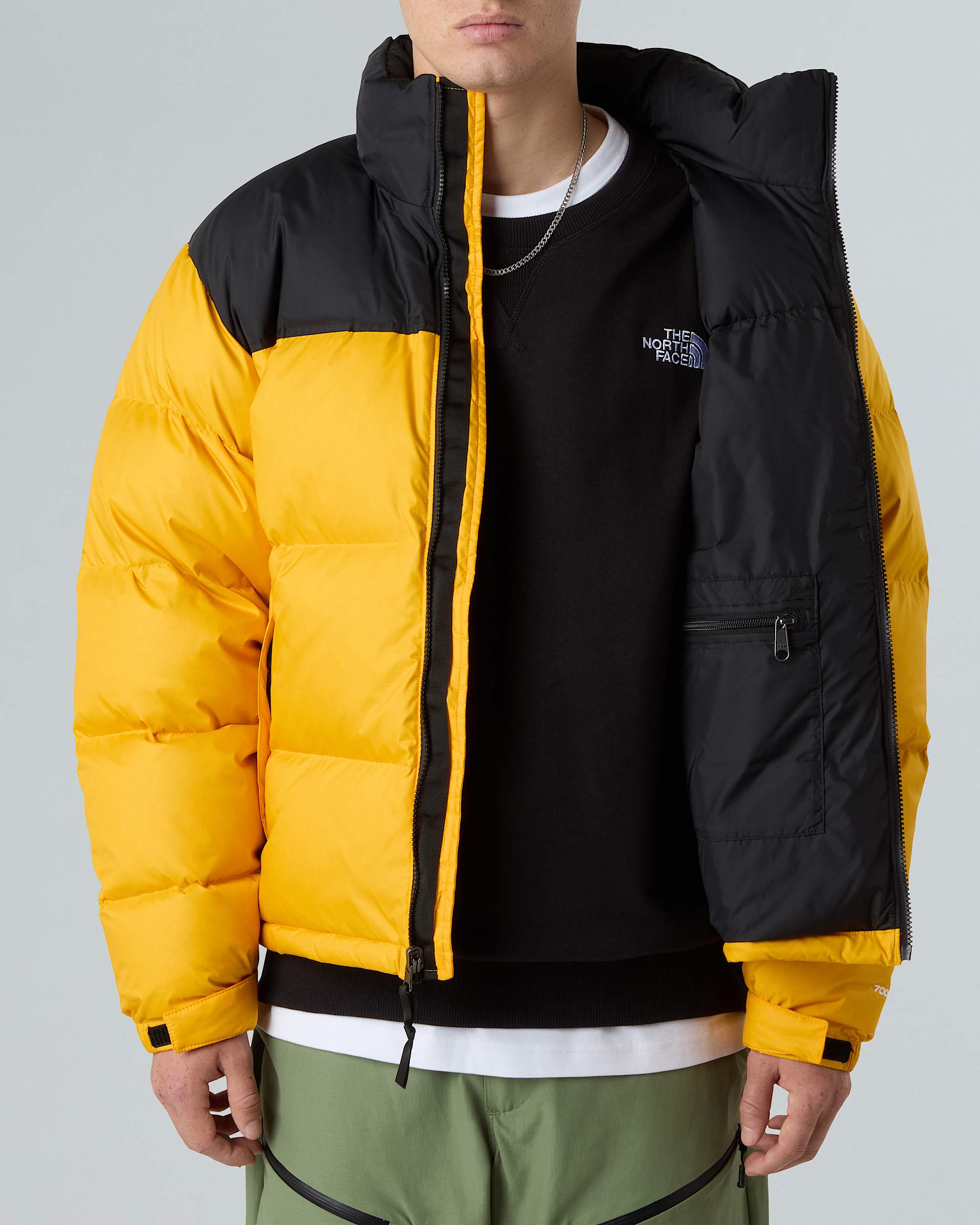 1996 Retro Nuptse Jacke für Herren – Summit Gold-TNF Black-Recycled Down