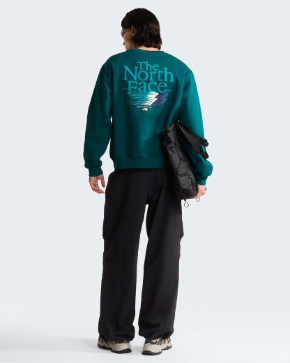 Retro Trail Graphic Sweatshirt in Relaxed Fit Herren – Pacific Teal