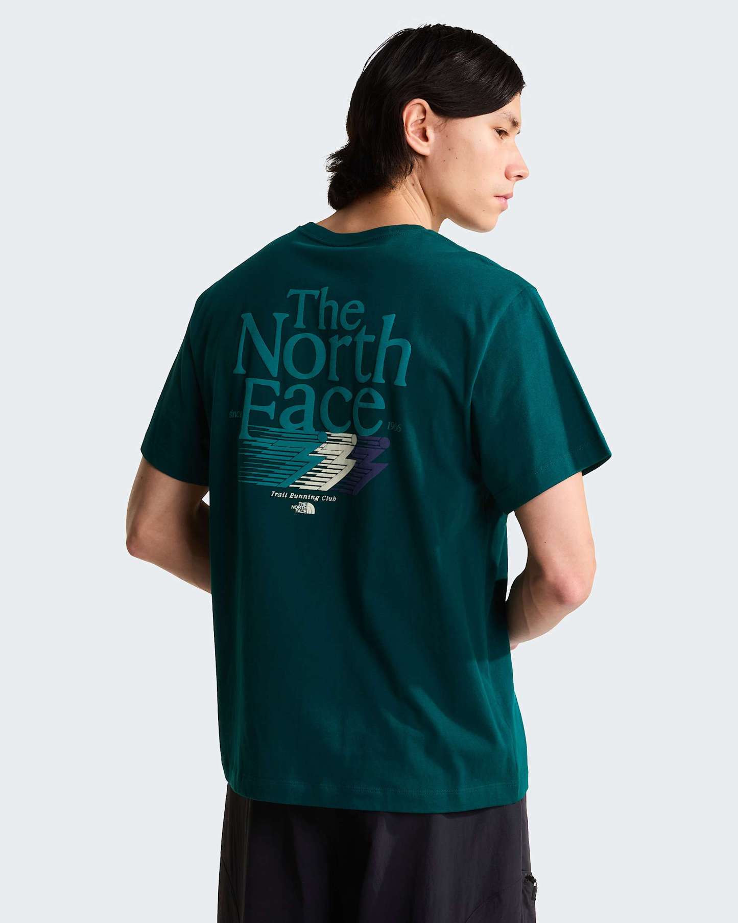 Retro Trail Graphic T-Shirt in Relaxed Fit Herren – Pacific Teal