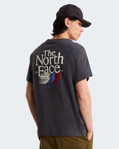 Retro Trail Graphic T-Shirt in Relaxed Fit Herren – Anthracite Grey