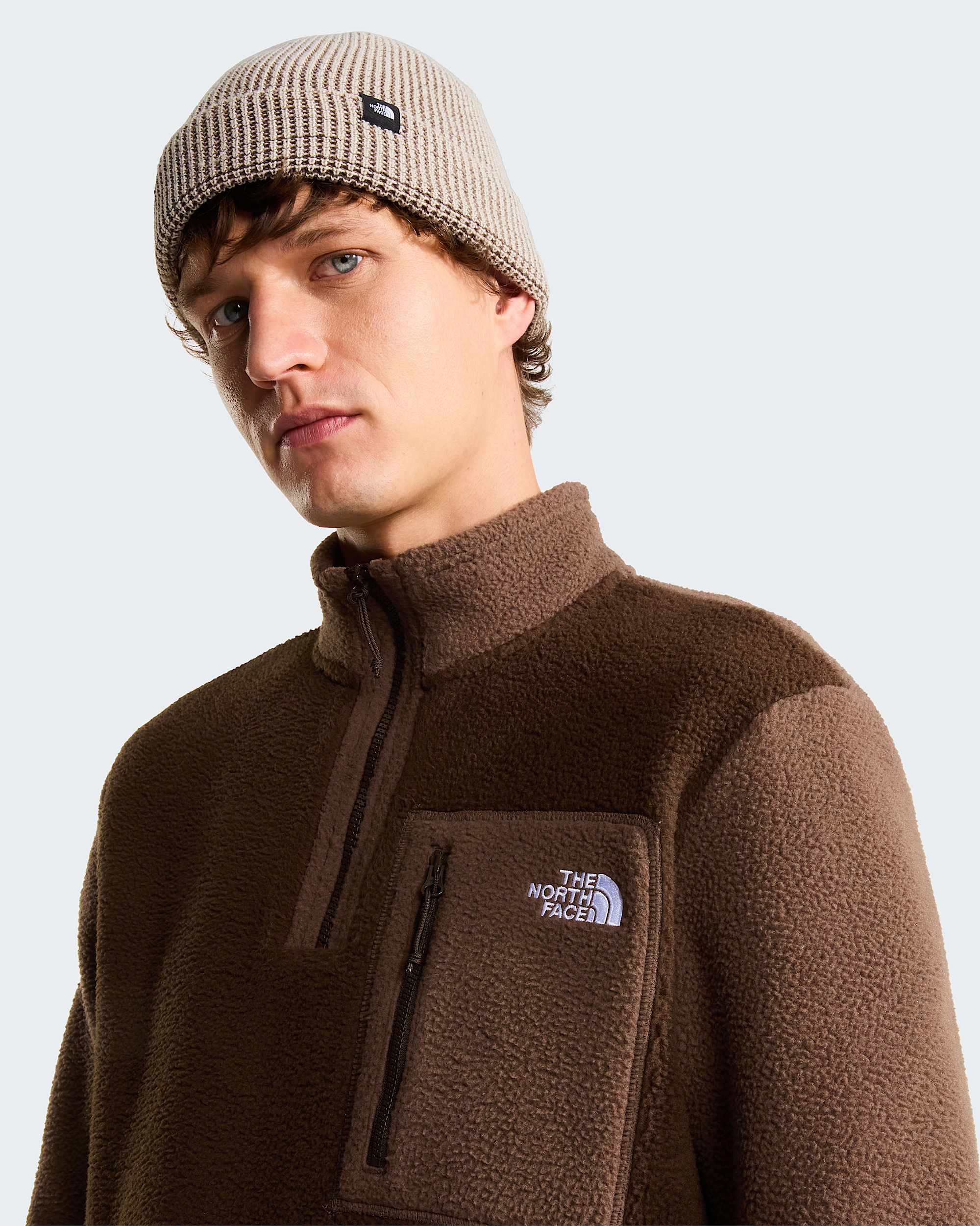 Yumiori Fleecejacke mit 1/4-langem RV für Herren – Dark Chestnut-Smokey Brown