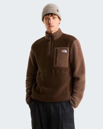 Yumiori Fleecejacke mit 1/4-langem RV für Herren – Dark Chestnut-Smokey Brown