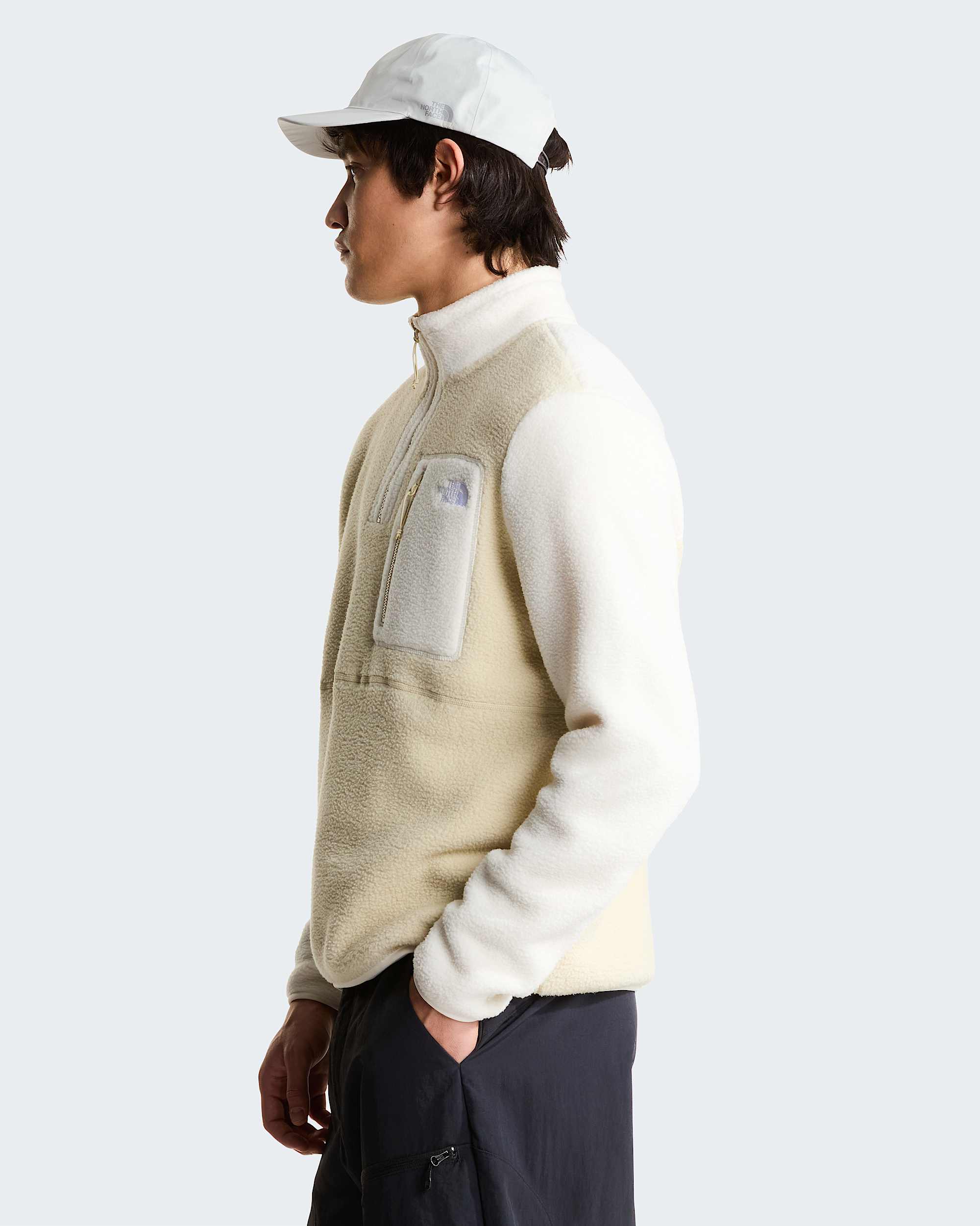 Yumiori Fleecejacke mit 1/4-langem RV für Herren – Desert Stone-White Dune