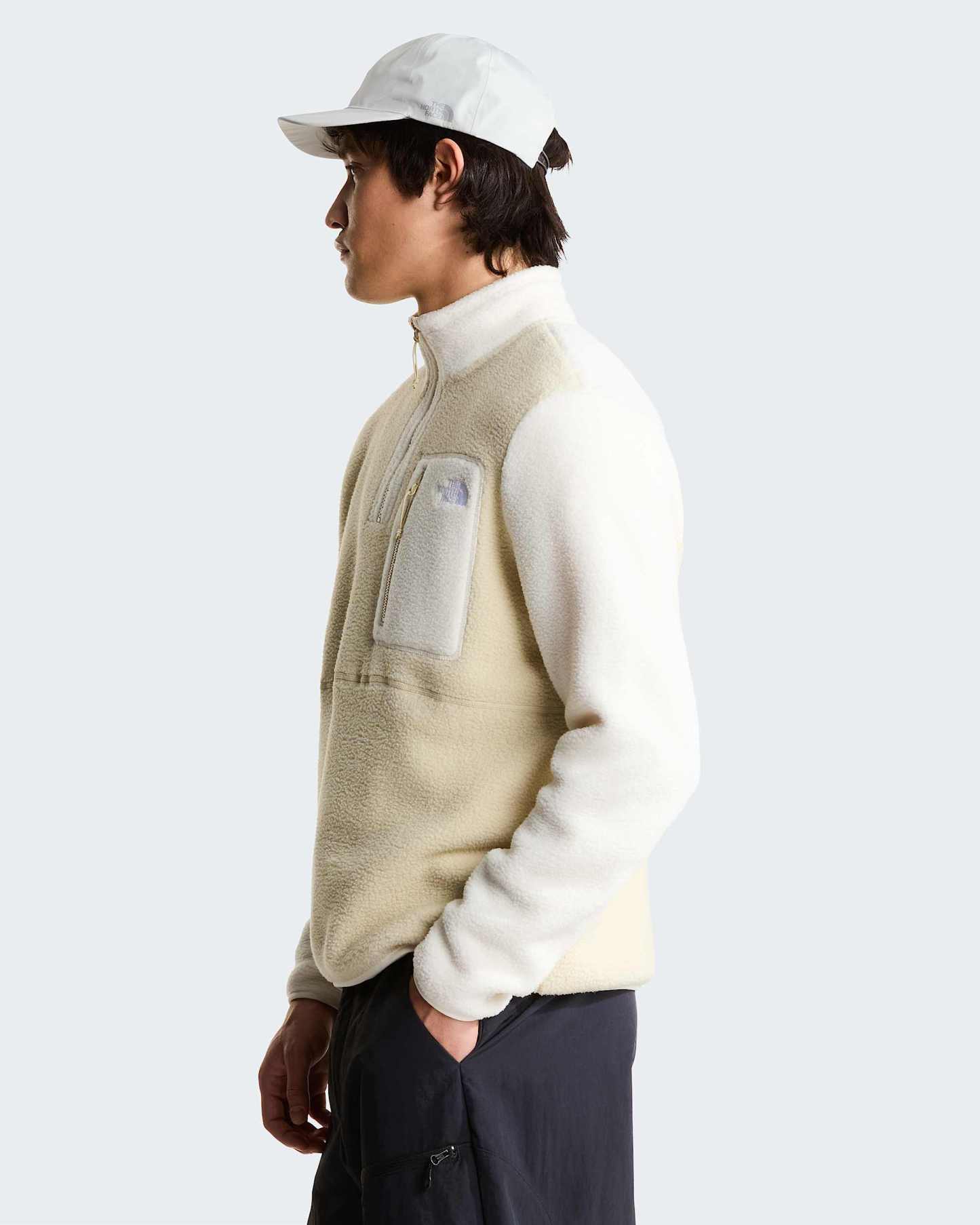 Yumiori Fleecejacke mit 1/4-langem RV für Herren – Desert Stone-White Dune