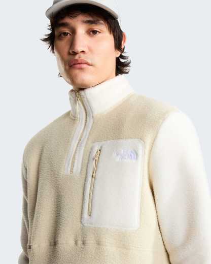 Yumiori Fleecejacke mit 1/4-langem RV für Herren – Desert Stone-White Dune