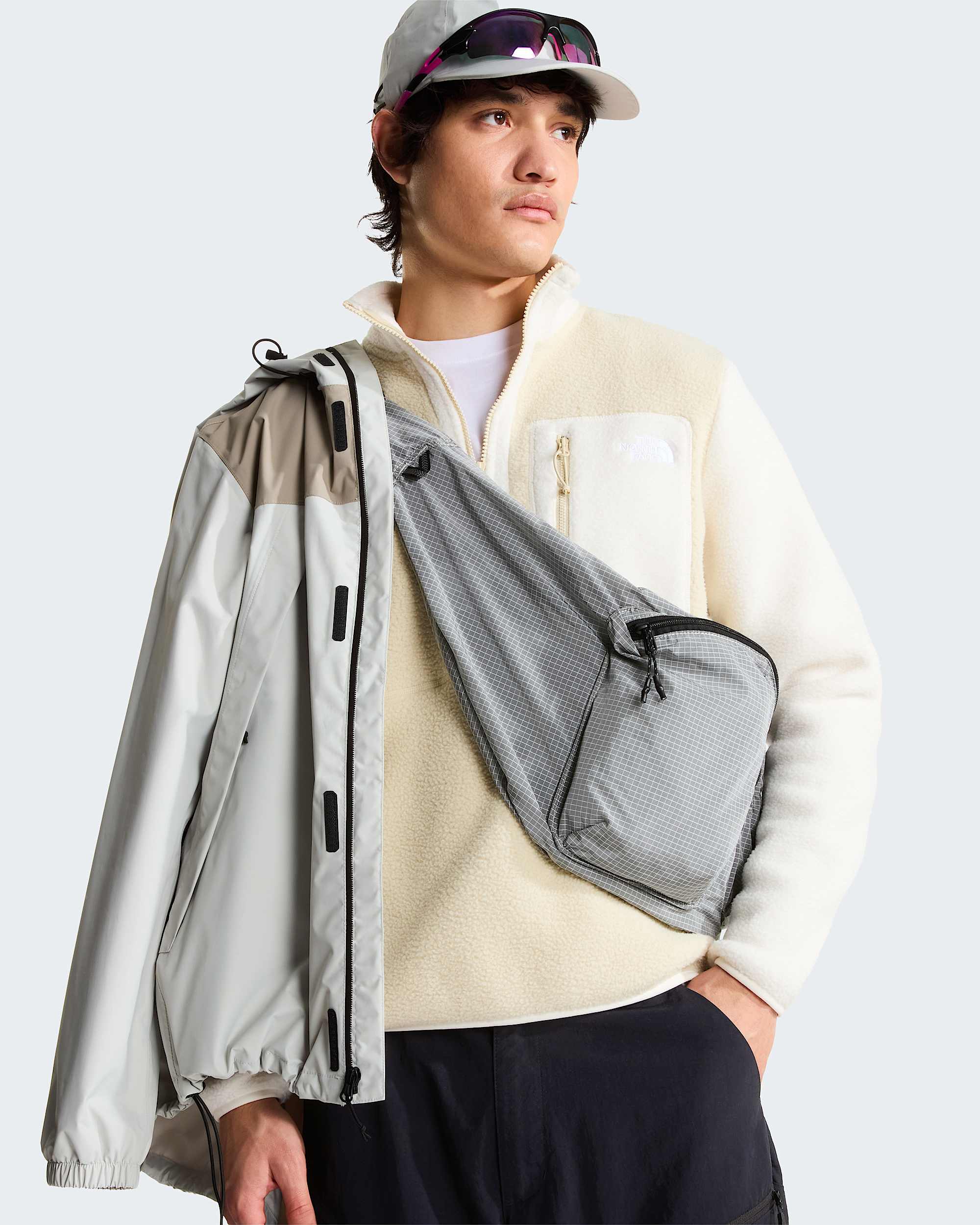 Yumiori Fleecejacke mit 1/4-langem RV für Herren – Desert Stone-White Dune