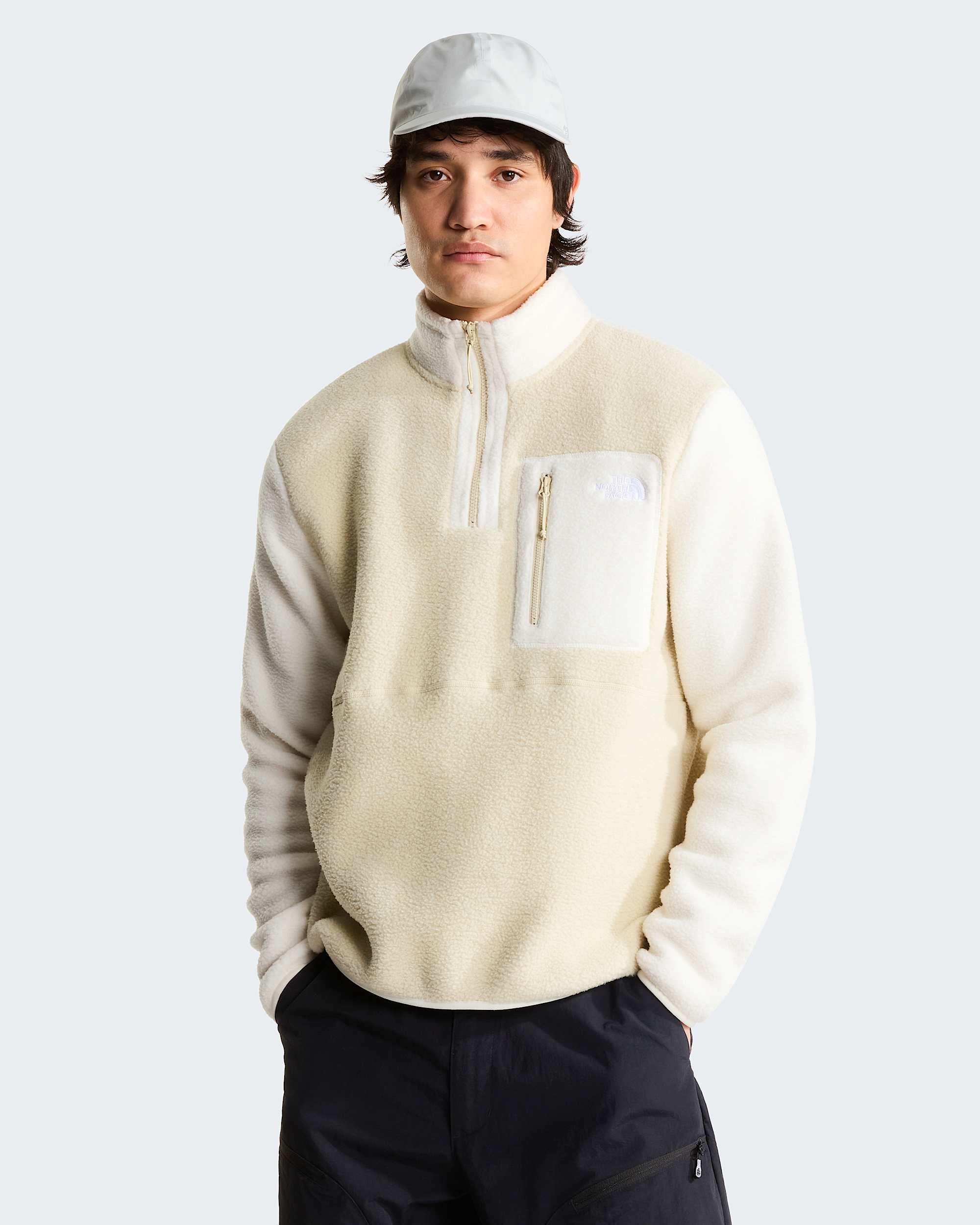 Yumiori Fleecejacke mit 1/4-langem RV für Herren – Desert Stone-White Dune