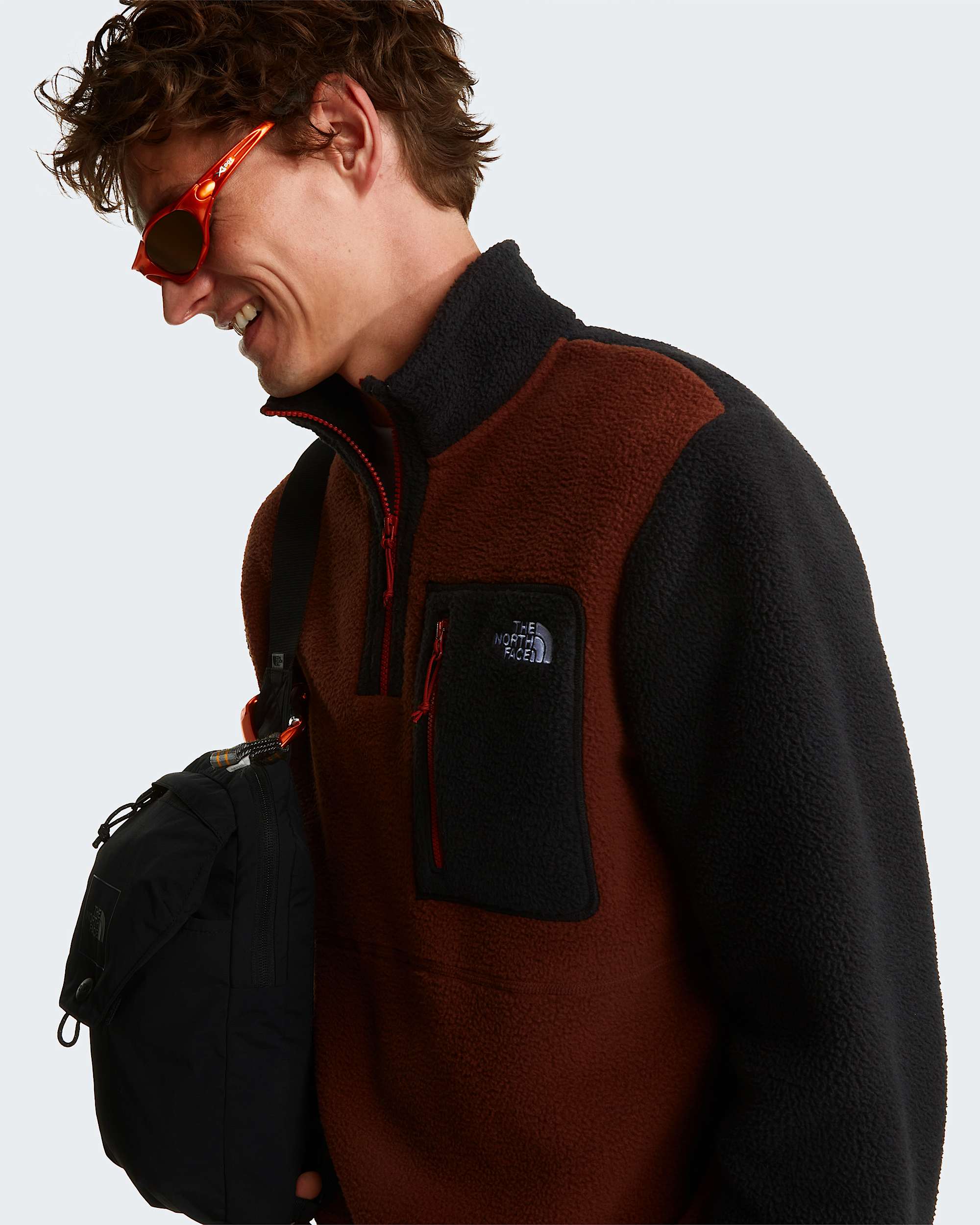 Yumiori Fleecejacke mit 1/4-langem RV für Herren – Ember Soil-TNF Black-Iron Clay