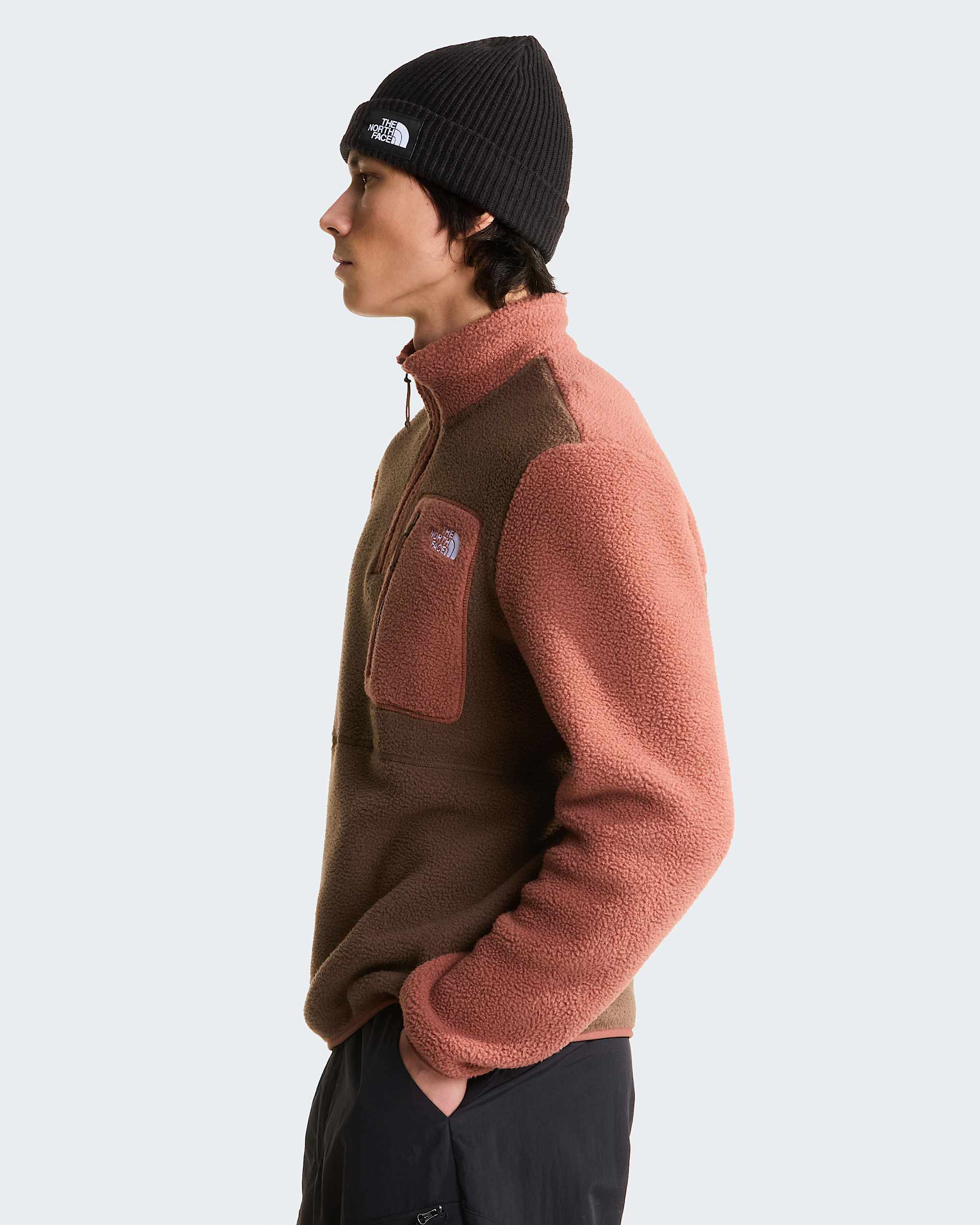 Yumiori Fleecejacke mit 1/4-langem RV für Herren – Smokey Brown-Copper Silt