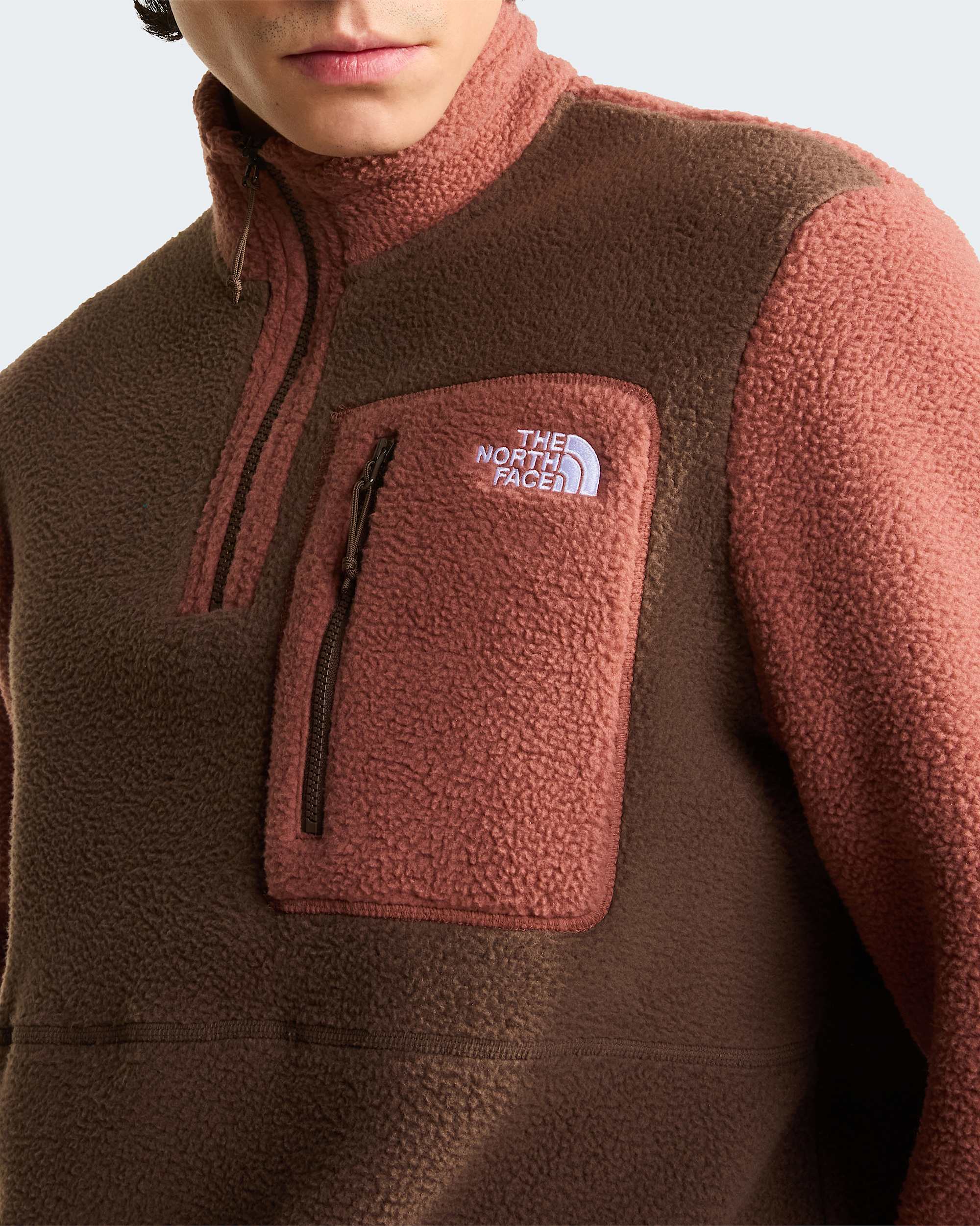 Yumiori Fleecejacke mit 1/4-langem RV für Herren – Smokey Brown-Copper Silt