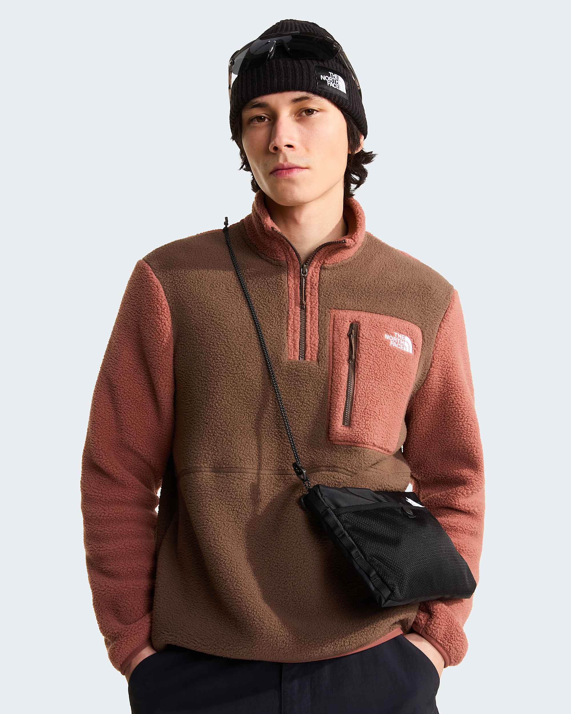 Yumiori Fleecejacke mit 1/4-langem RV für Herren – Smokey Brown-Copper Silt
