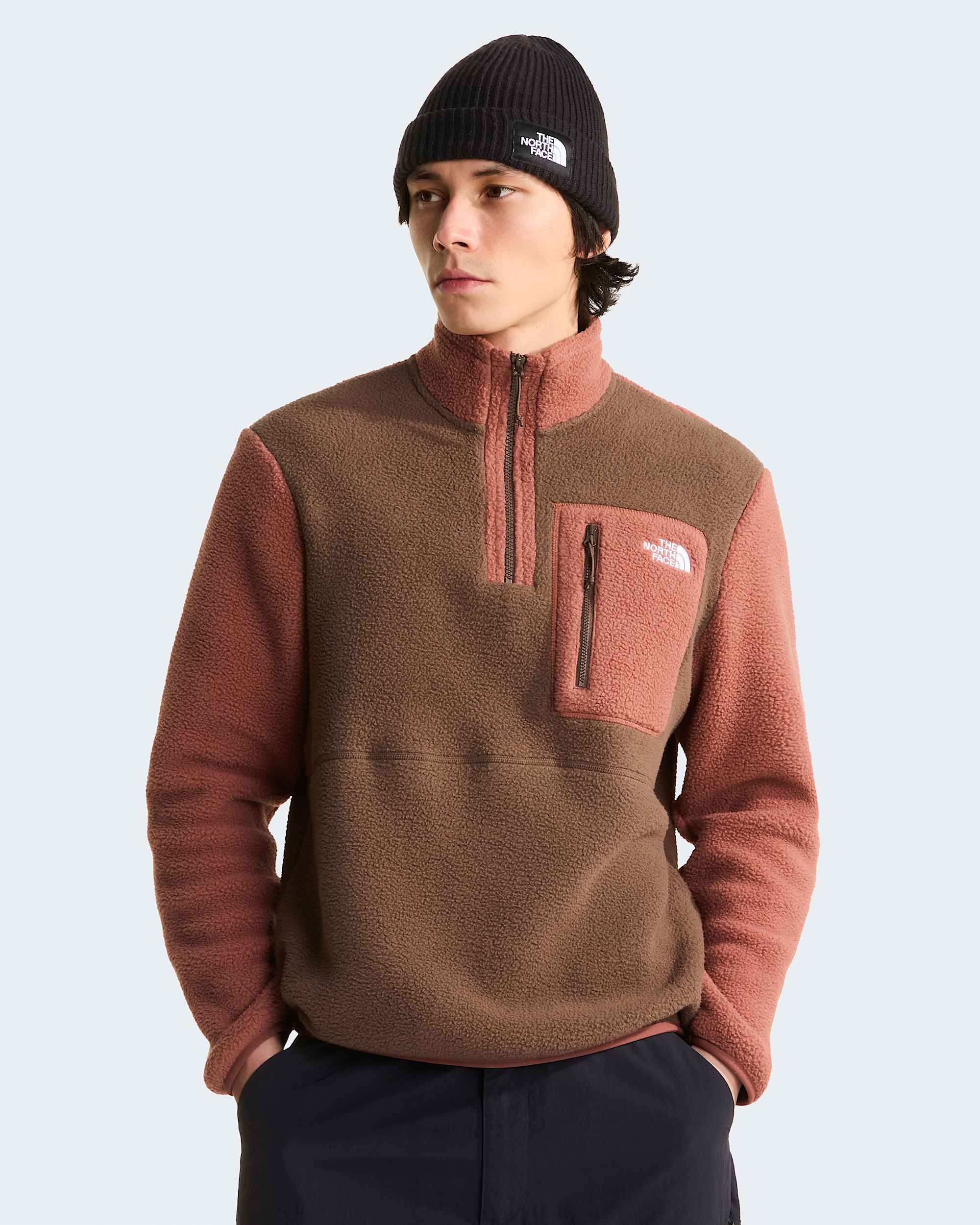 Yumiori Fleecejacke mit 1/4-langem RV für Herren – Smokey Brown-Copper Silt