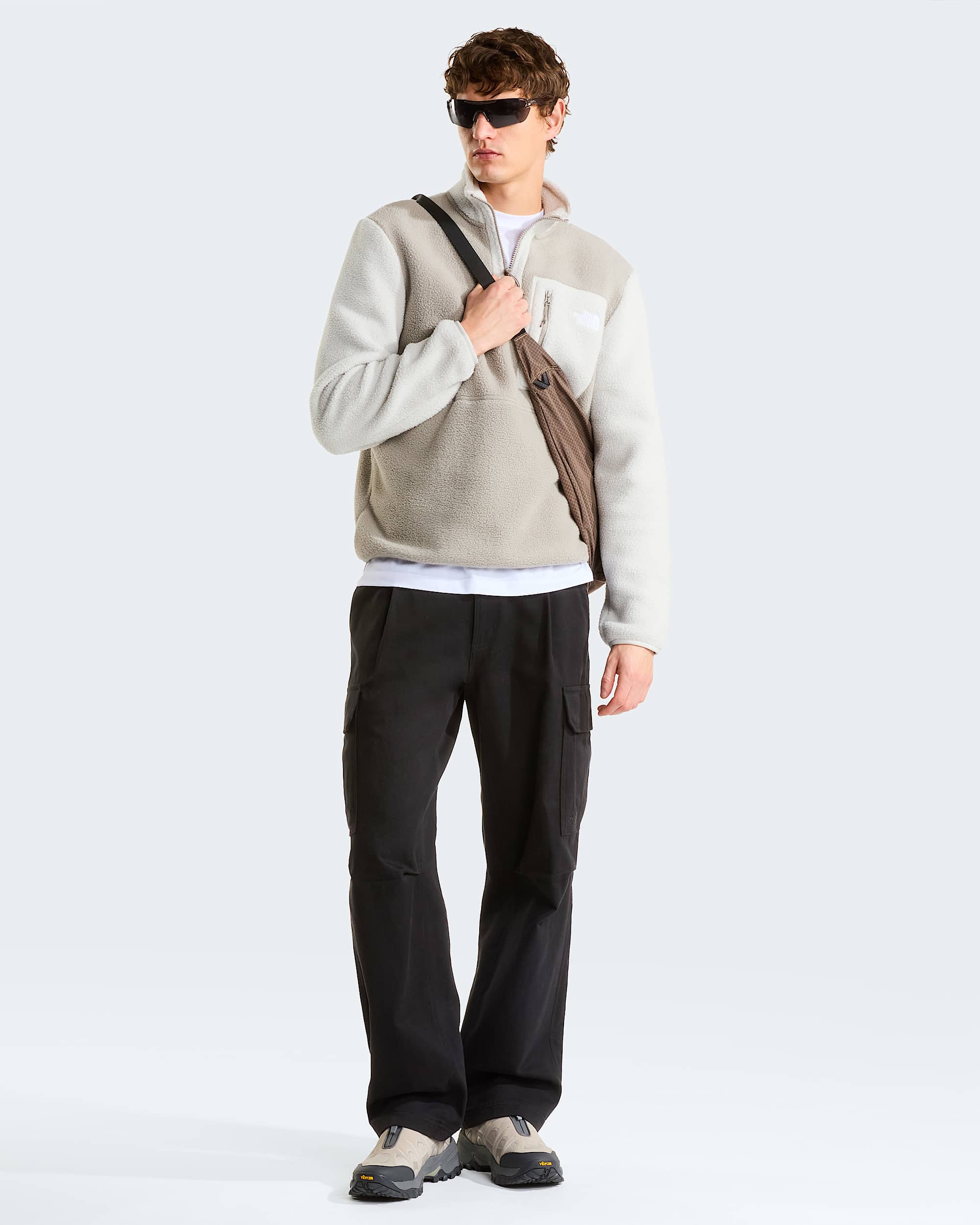 Yumiori Fleecejacke mit 1/4-langem RV für Herren – Stone Slab-Cumulus Cloud