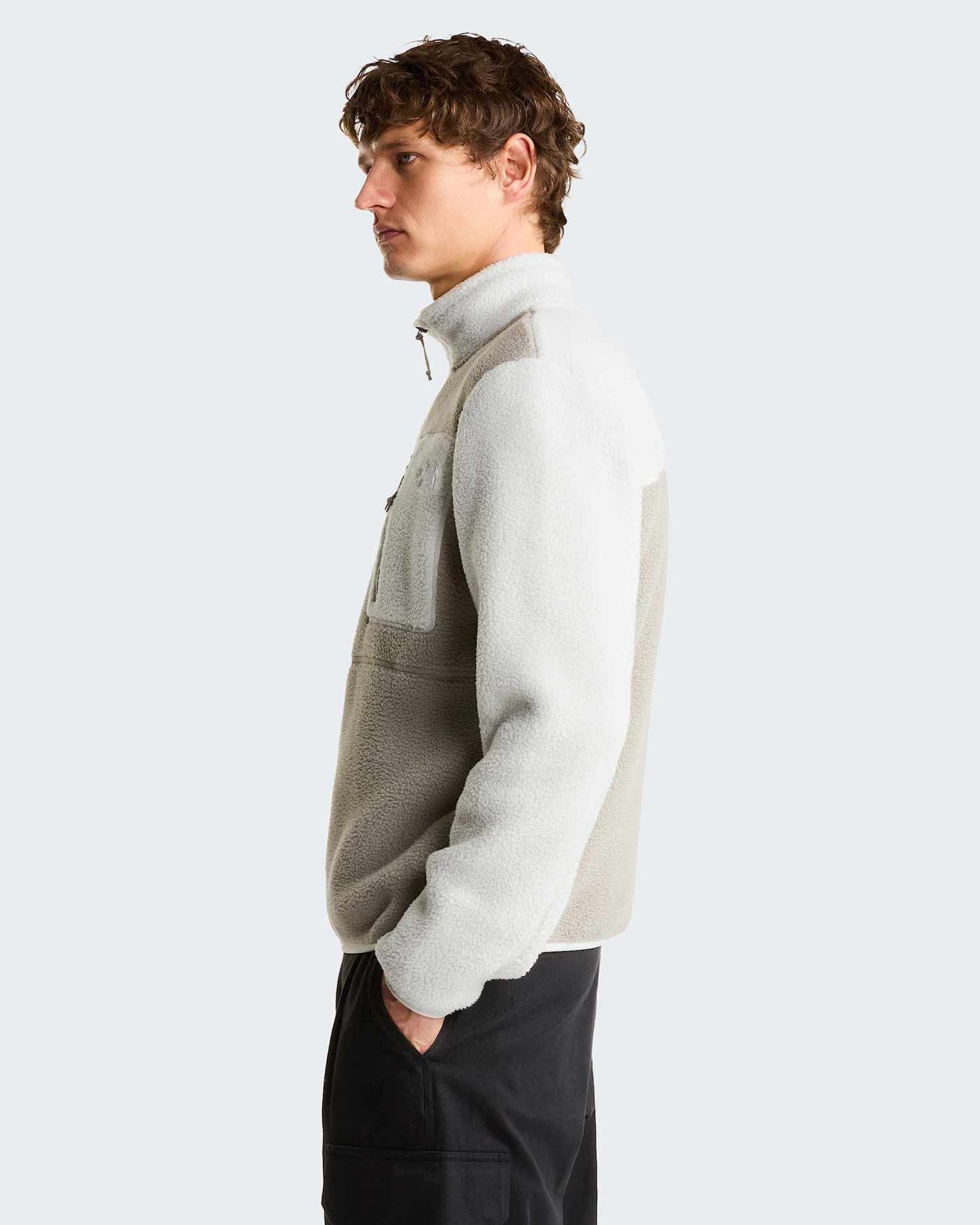 Yumiori Fleecejacke mit 1/4-langem RV für Herren – Stone Slab-Cumulus Cloud