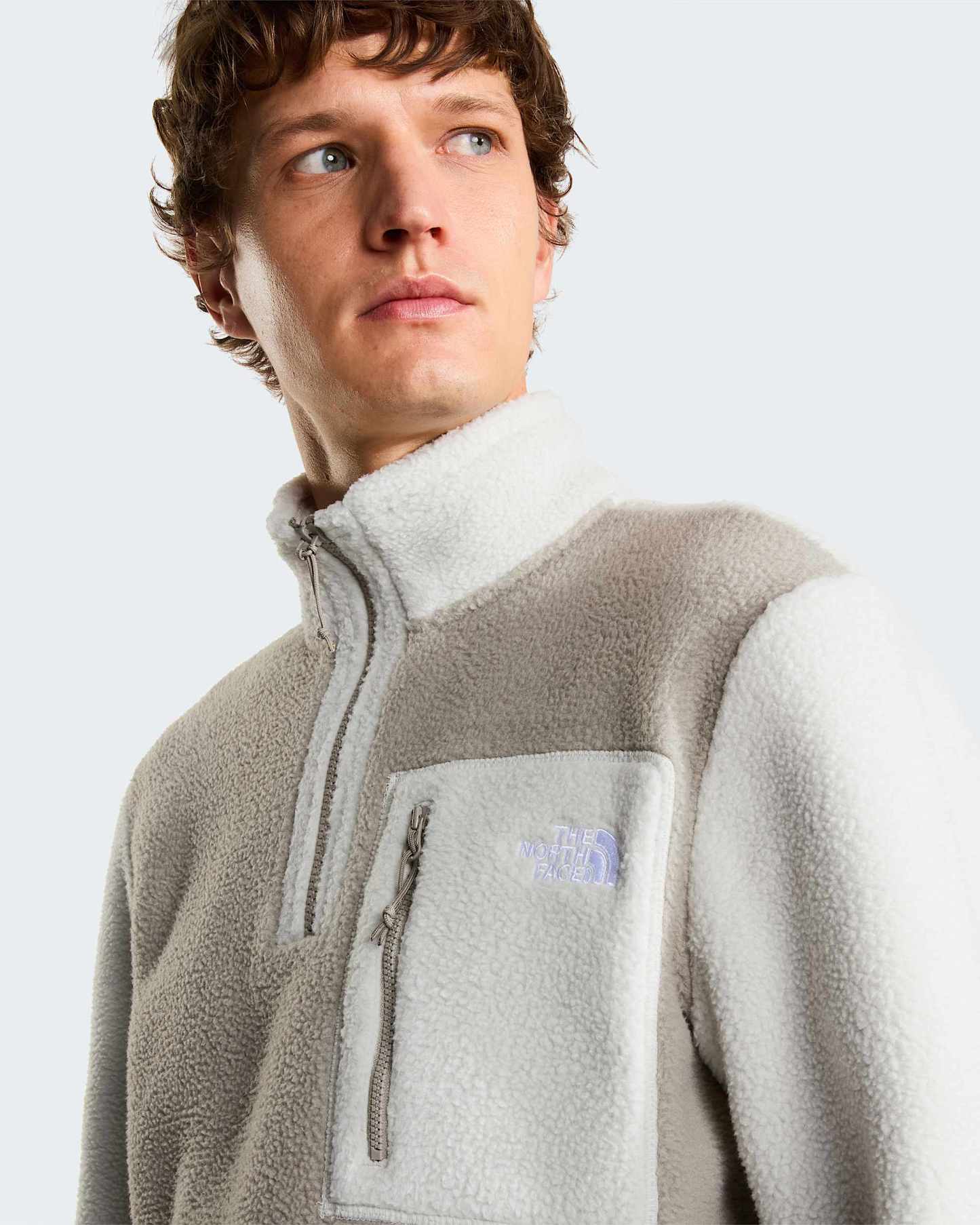 Yumiori Fleecejacke mit 1/4-langem RV für Herren – Stone Slab-Cumulus Cloud