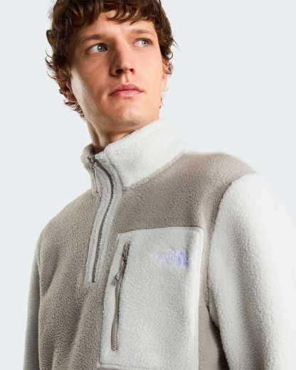 Yumiori Fleecejacke mit 1/4-langem RV für Herren – Stone Slab-Cumulus Cloud