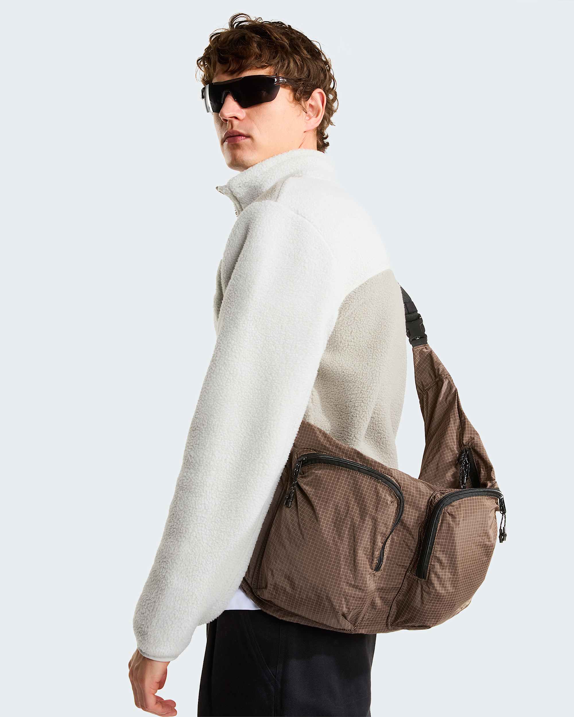 Yumiori Fleecejacke mit 1/4-langem RV für Herren – Stone Slab-Cumulus Cloud