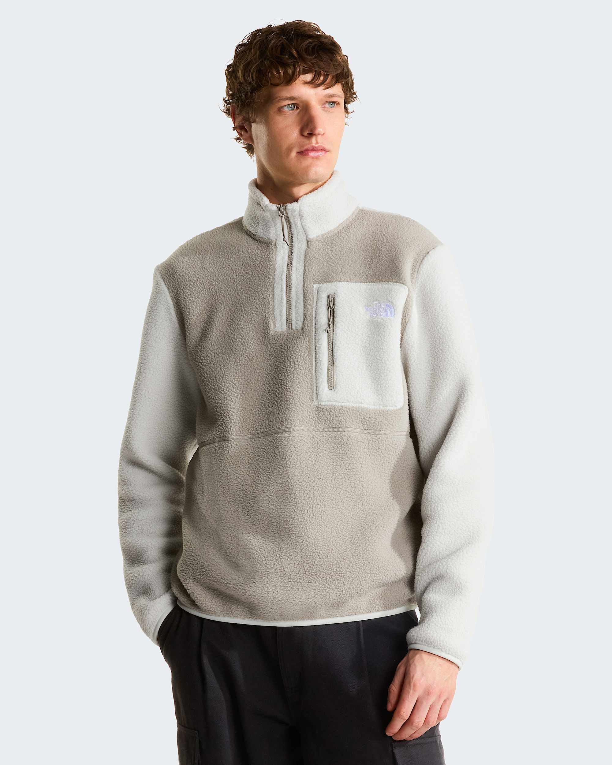 Yumiori Fleecejacke mit 1/4-langem RV für Herren – Stone Slab-Cumulus Cloud
