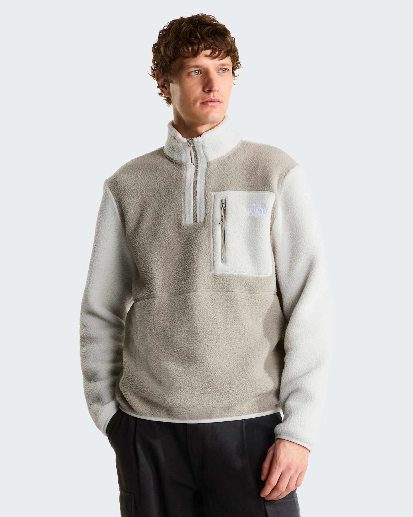 Yumiori Fleecejacke mit 1/4-langem RV für Herren – Stone Slab-Cumulus Cloud