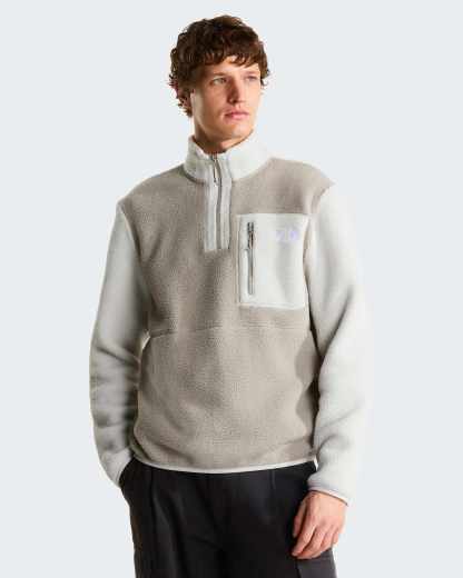 Yumiori Fleecejacke mit 1/4-langem RV für Herren – Stone Slab-Cumulus Cloud