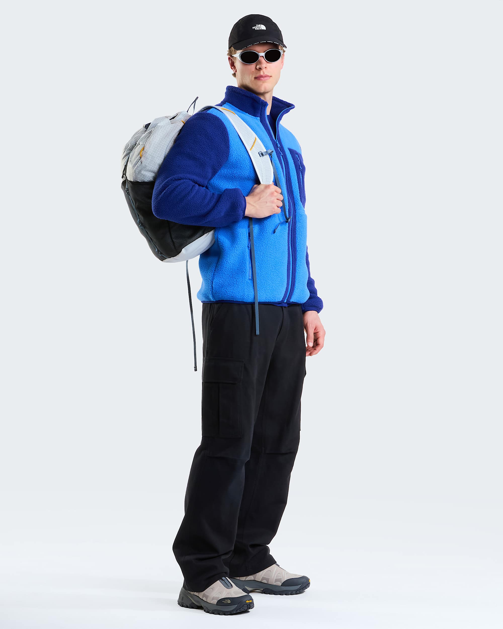 Yumiori Fleecejacke mit durchgehendem RV für Herren – Active Blue-Bold Blue