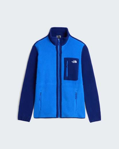 Yumiori Fleecejacke mit durchgehendem RV für Herren – Active Blue-Bold Blue