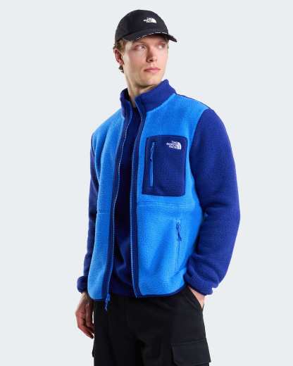 Yumiori Fleecejacke mit durchgehendem RV für Herren – Active Blue-Bold Blue