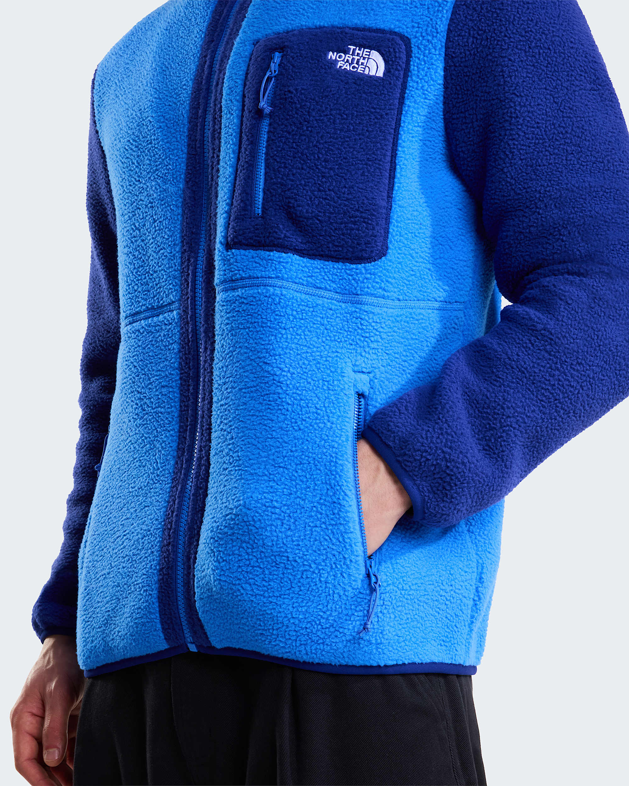 Yumiori Fleecejacke mit durchgehendem RV für Herren – Active Blue-Bold Blue
