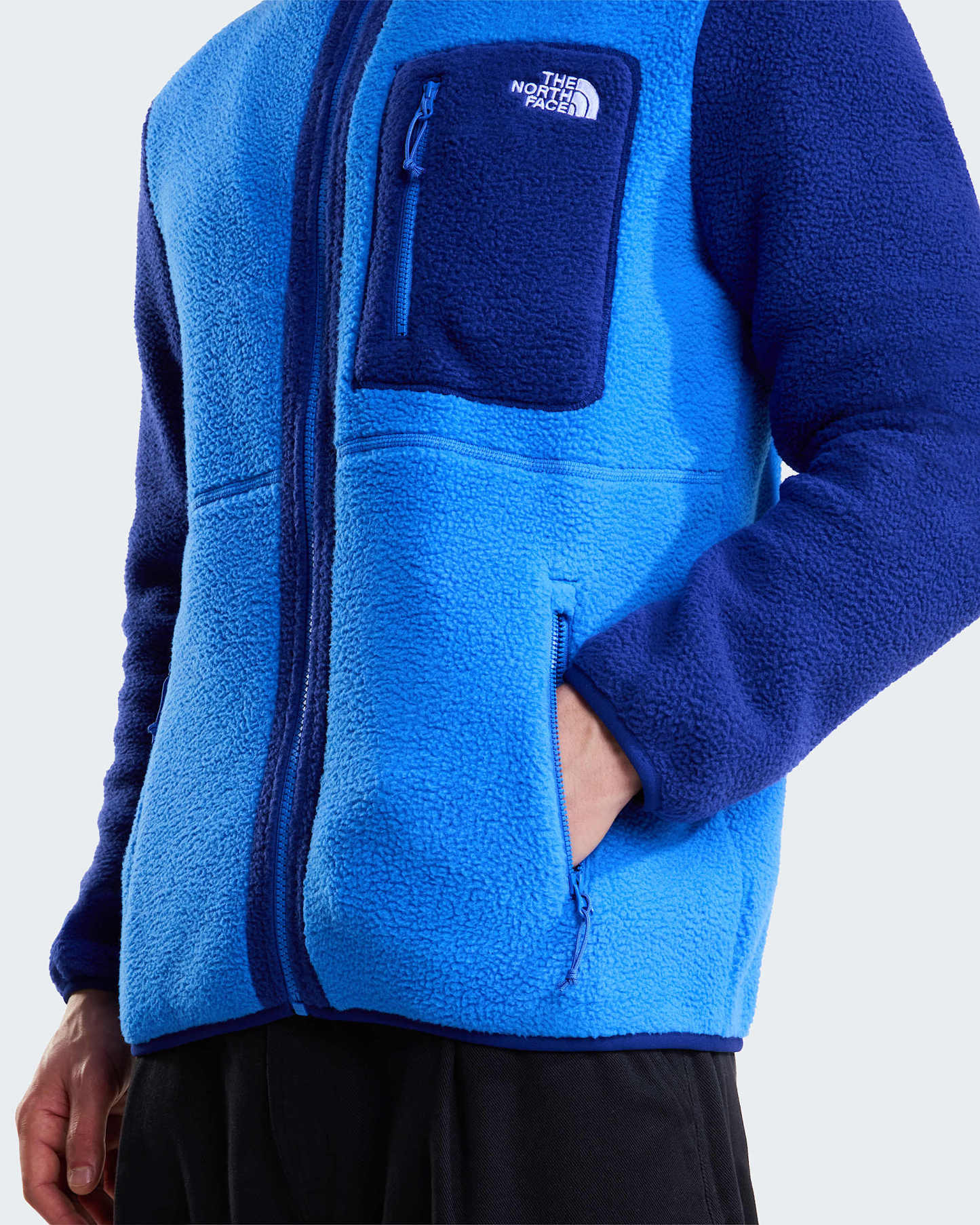 Yumiori Fleecejacke mit durchgehendem RV für Herren – Active Blue-Bold Blue