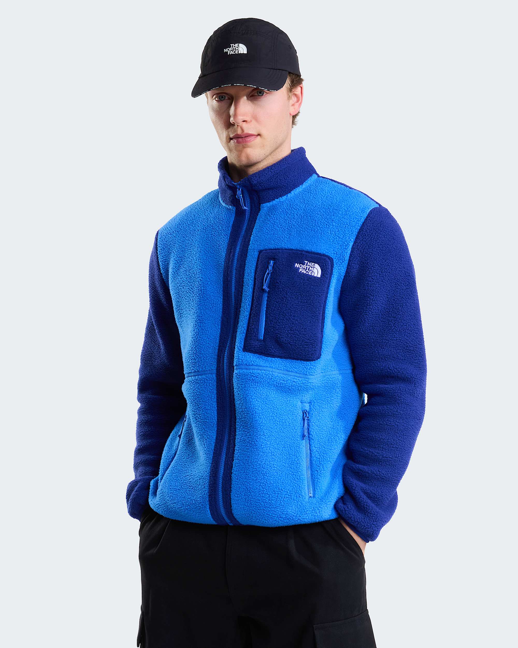 Yumiori Fleecejacke mit durchgehendem RV für Herren – Active Blue-Bold Blue