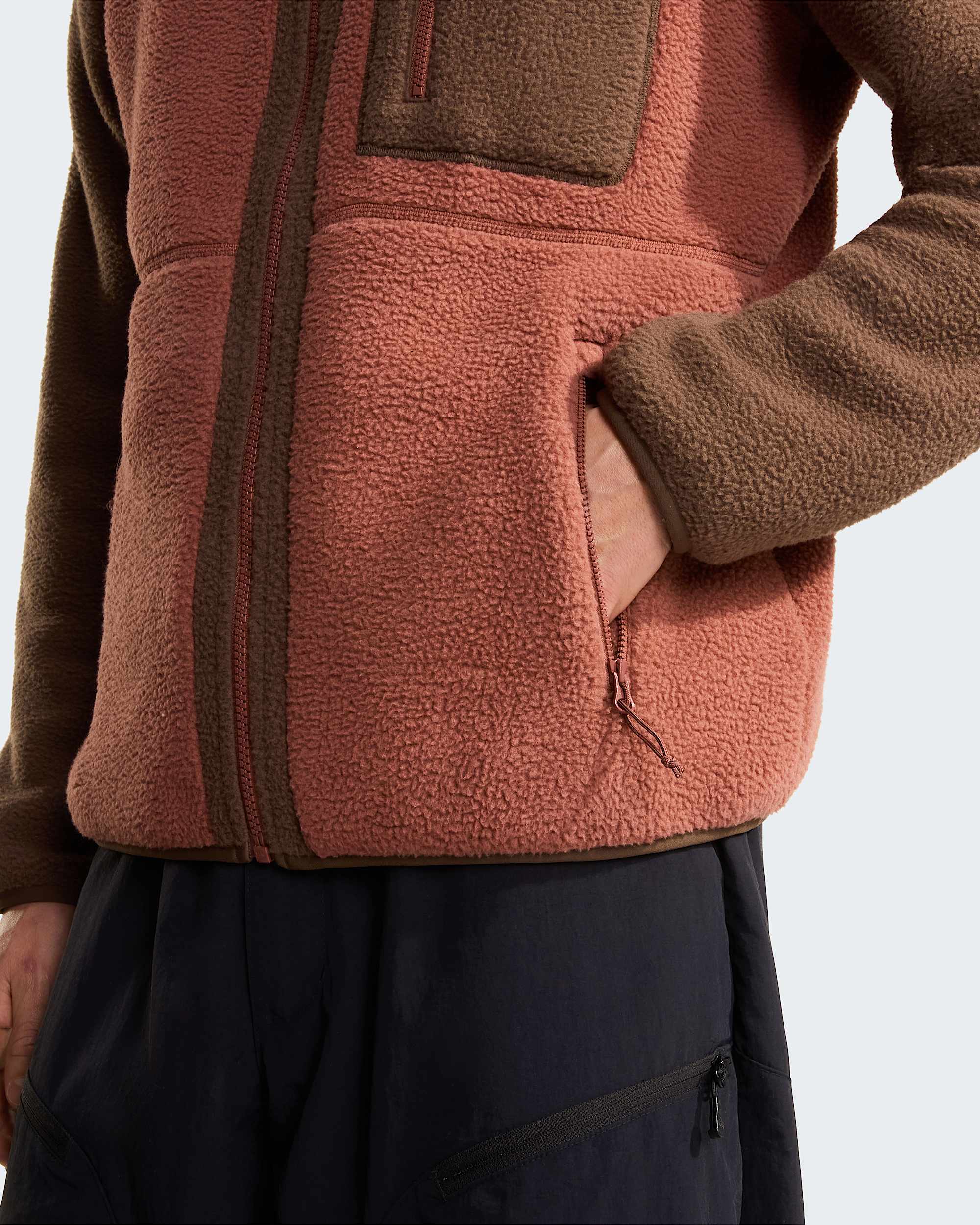 Yumiori Fleecejacke mit durchgehendem RV für Herren – Copper Silt-Smokey Brown